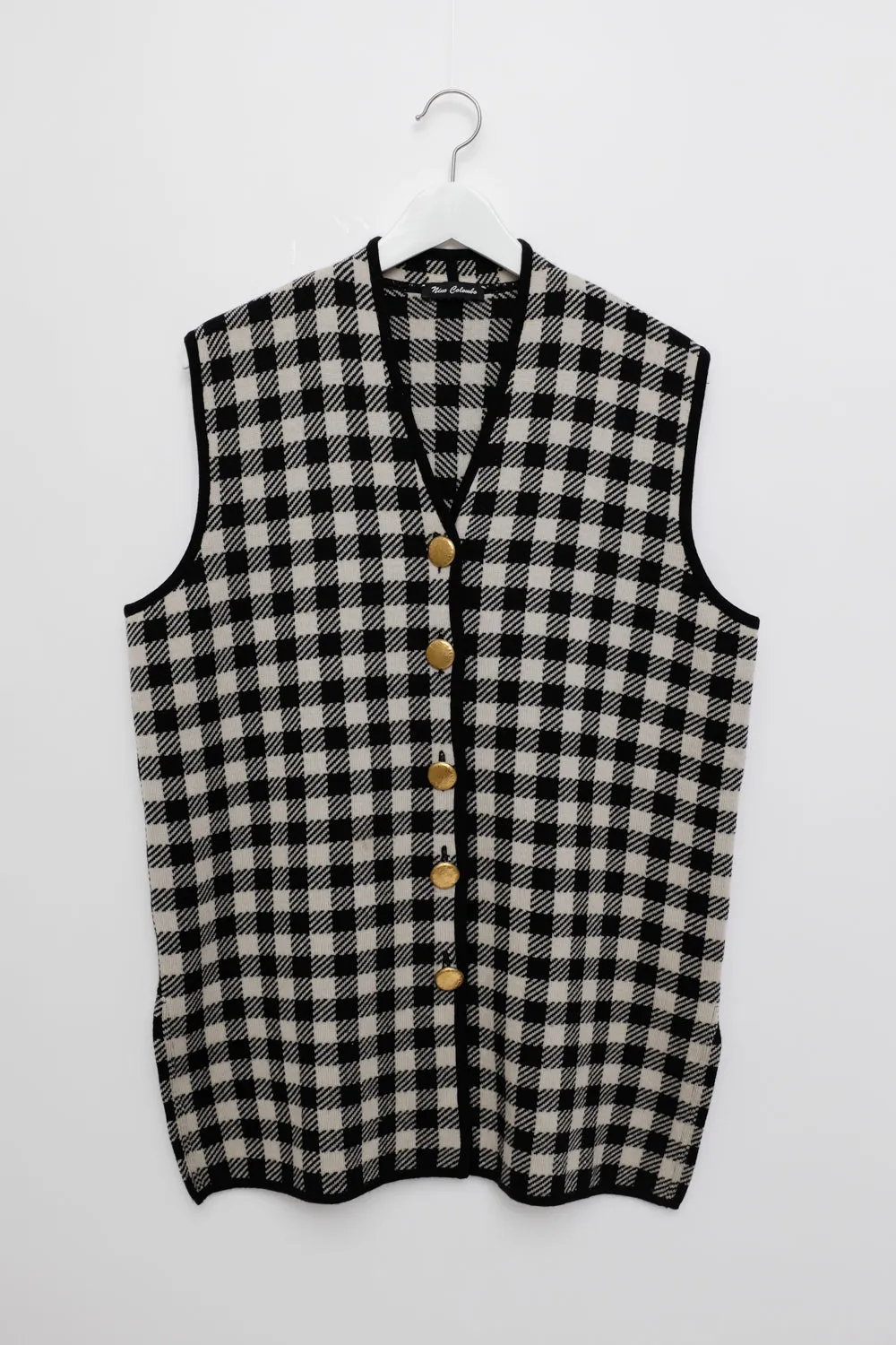 0039_CHECKED LONG MERINO WOOL VEST