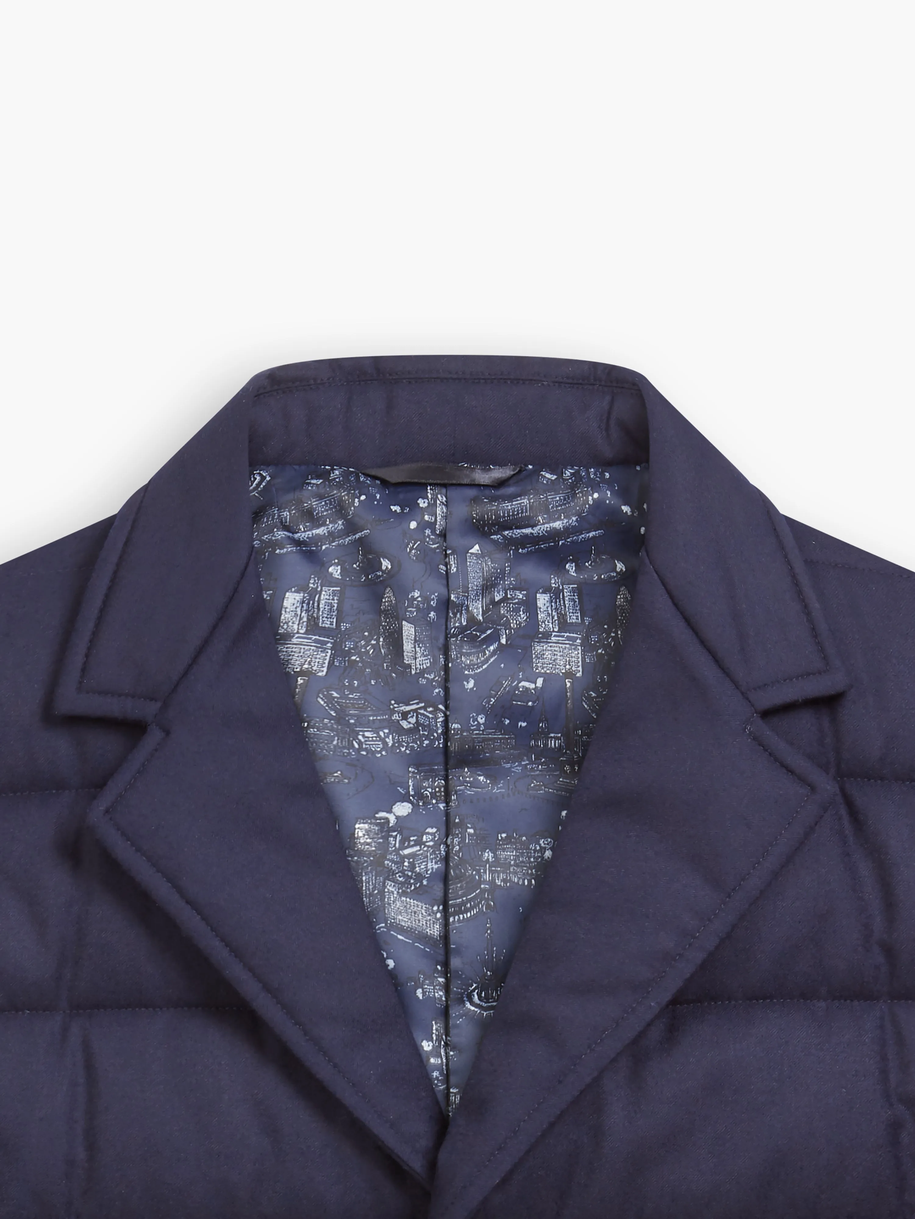 Bocelli Slim Fit Quilted Jacket in Navy Wool