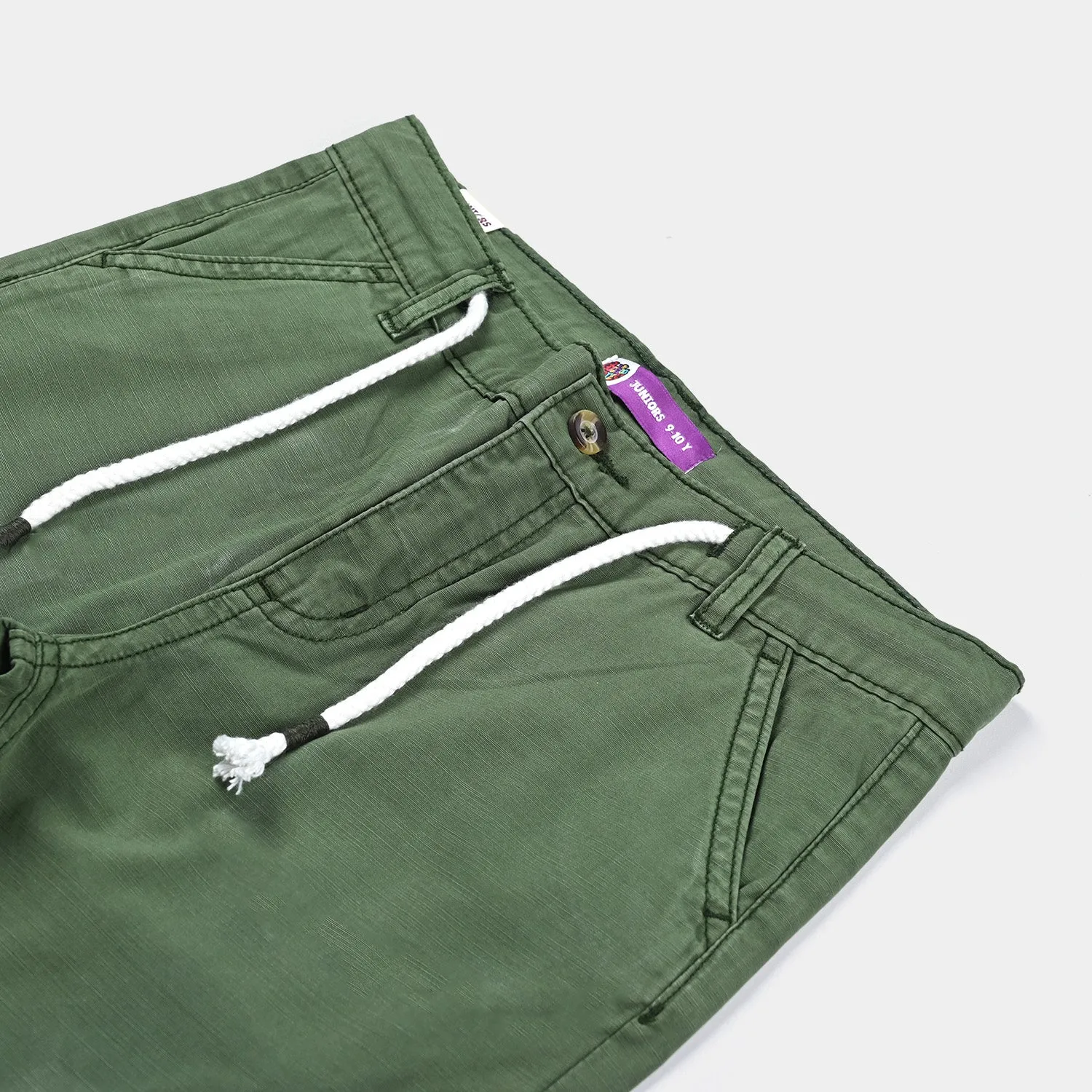 Boys Cotton Slub Pant Club-Olive