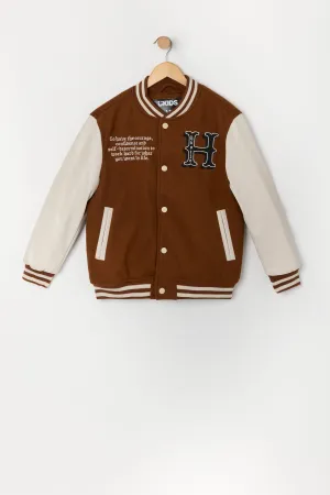 Boys Embroidered Fleece Varsity Jacket