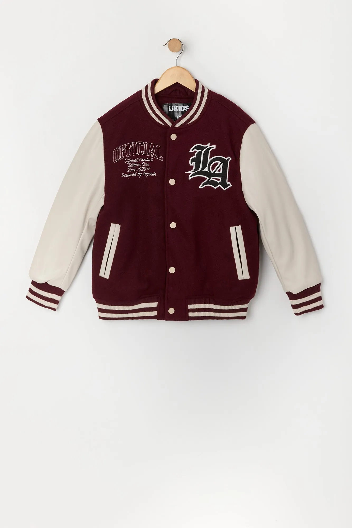 Boys Embroidered Fleece Varsity Jacket