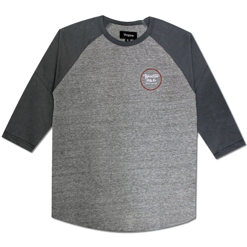 Brixton Wheeler 3/4 Sleeve Baseball T-Shirt Grey Blue