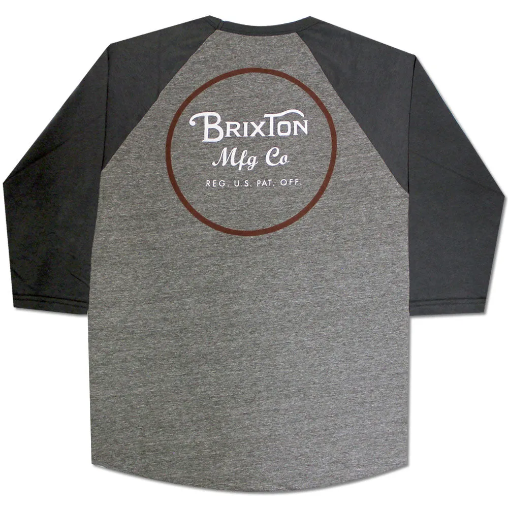 Brixton Wheeler 3/4 Sleeve Baseball T-Shirt Grey Blue