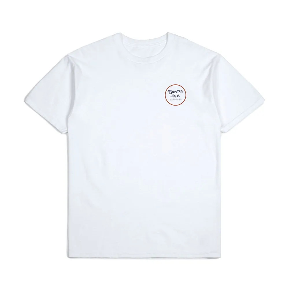 Brixton Wheeler II T-Shirt White Orange Blue