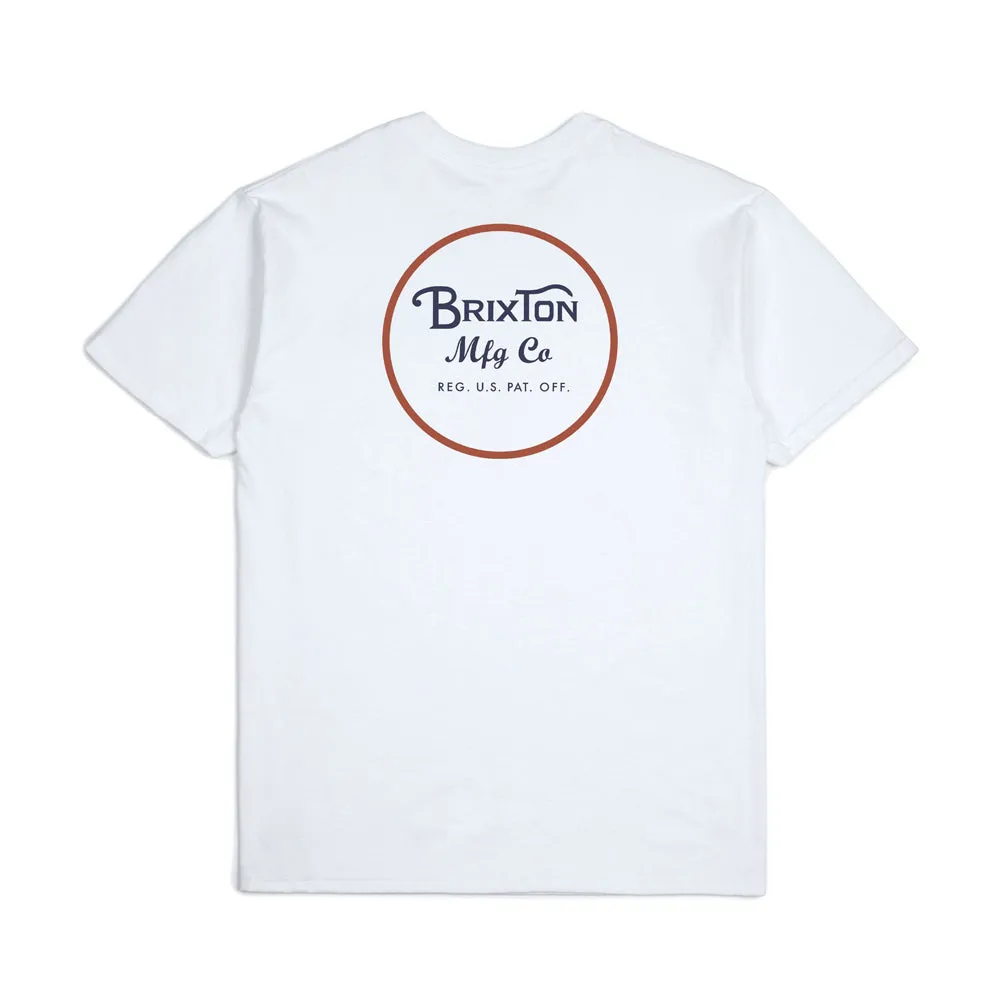 Brixton Wheeler II T-Shirt White Orange Blue