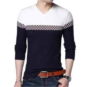 BROWON Men Brand Sweater 2022 Sweater Business Leisure Sweater Pullover V-neck Mens Fit Slim Sweaters Knitted for Man