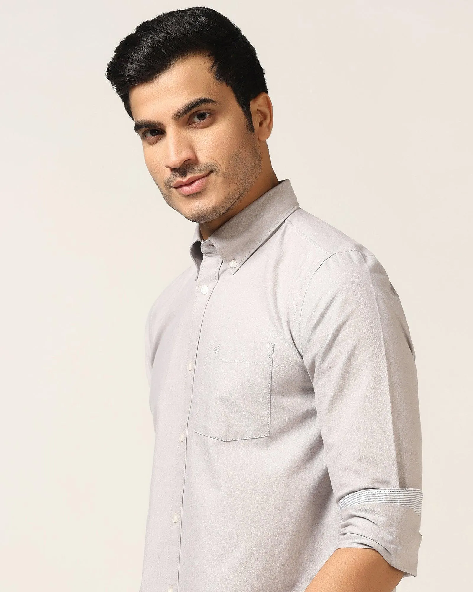 Casual Light Grey Solid Shirt - Donic