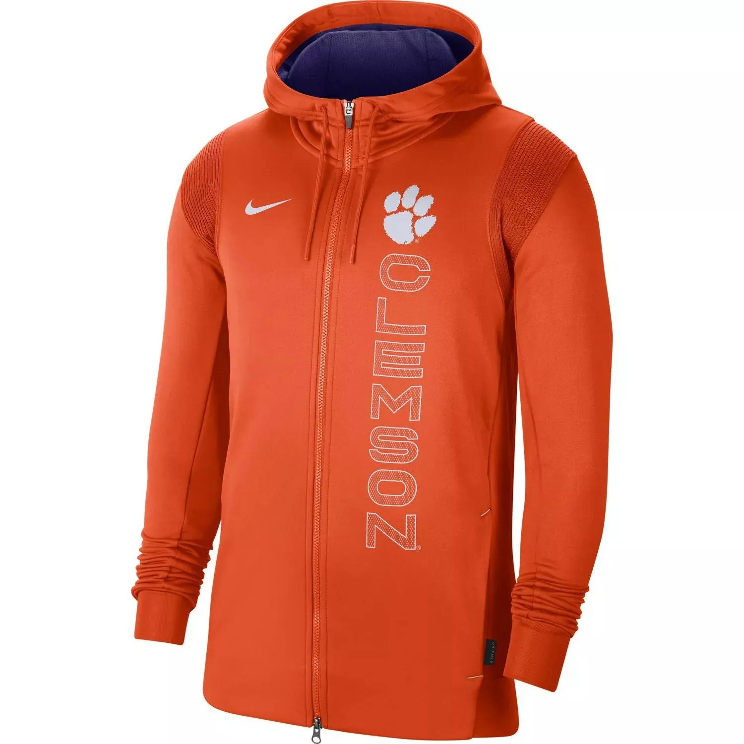 Clemson Tigers 2021 Sideline Performance Nike Men's Orange Full Zip Hoodie