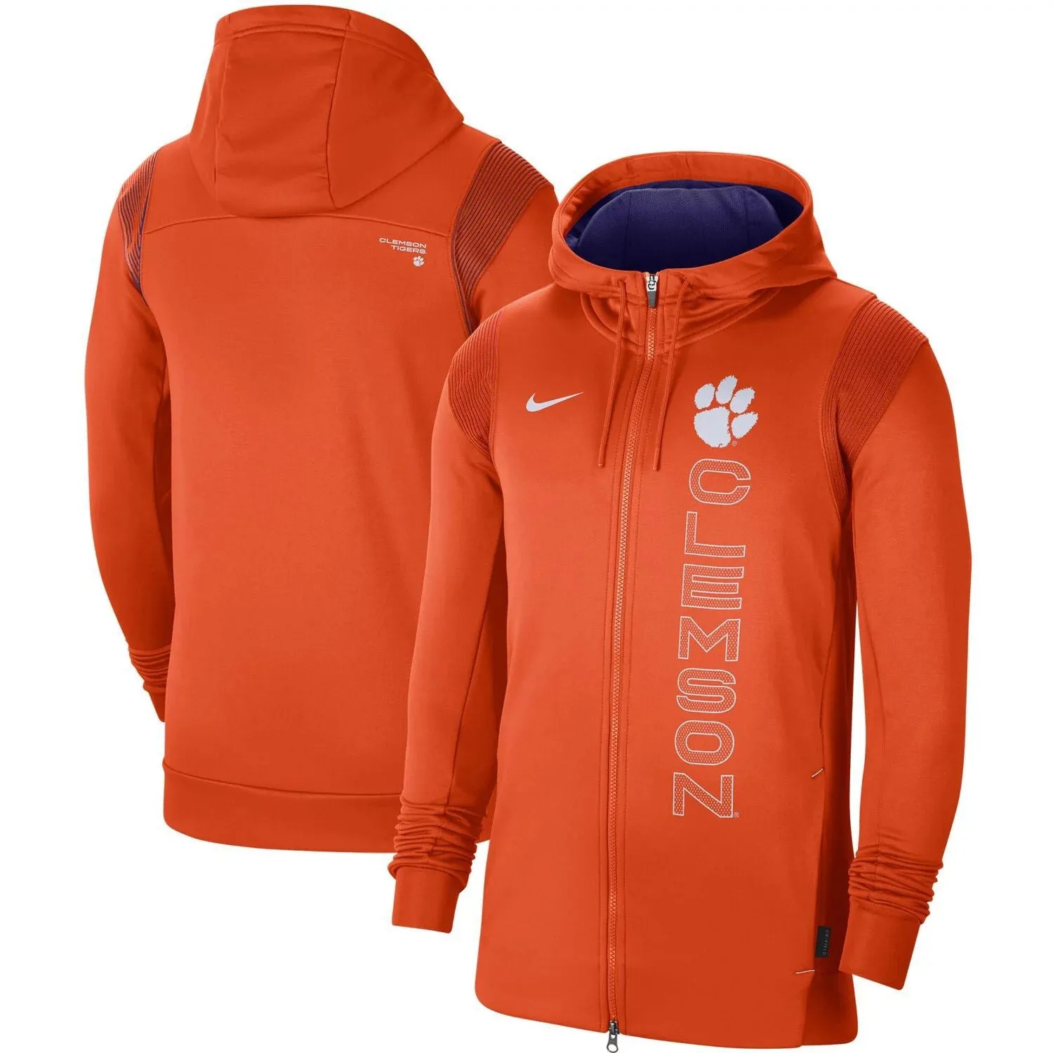 Clemson Tigers 2021 Sideline Performance Nike Men's Orange Full Zip Hoodie