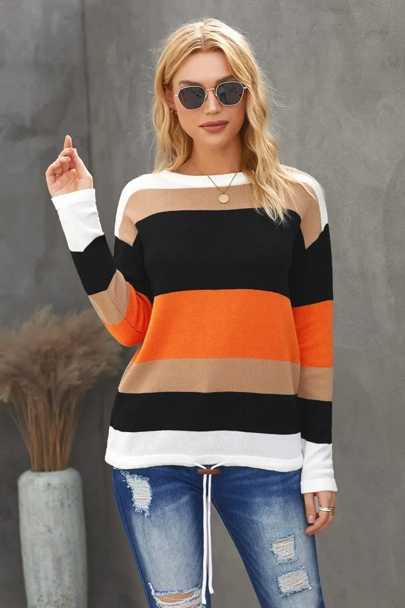 Color Block Striped Fall Sweater