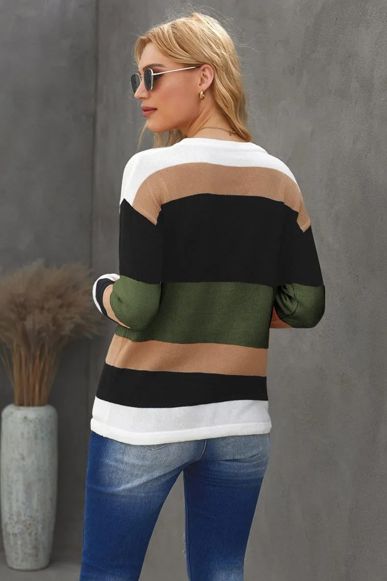 Color Block Striped Fall Sweater