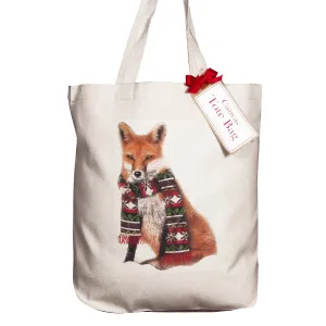 Cozy Winter Fox Canvas Square Tote