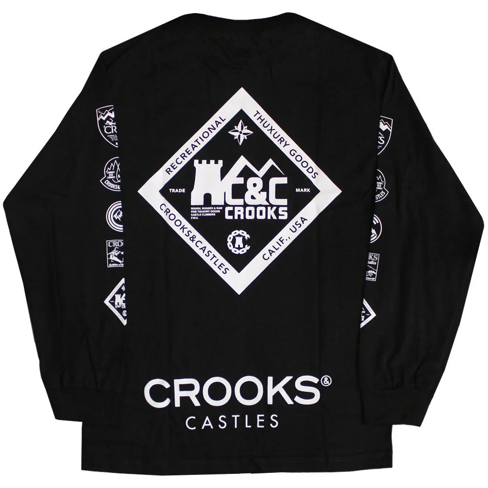 Crooks & Castles Backwards Long Sleeve Crew T-shirt Black