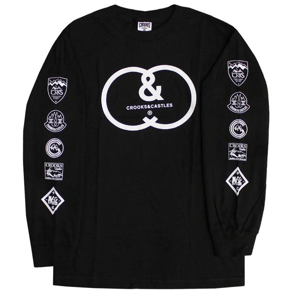 Crooks & Castles Backwards Long Sleeve Crew T-shirt Black