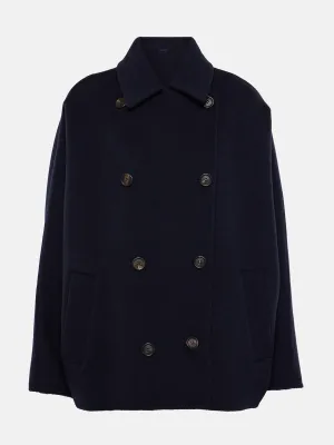 Cropped wool and cashmere coat