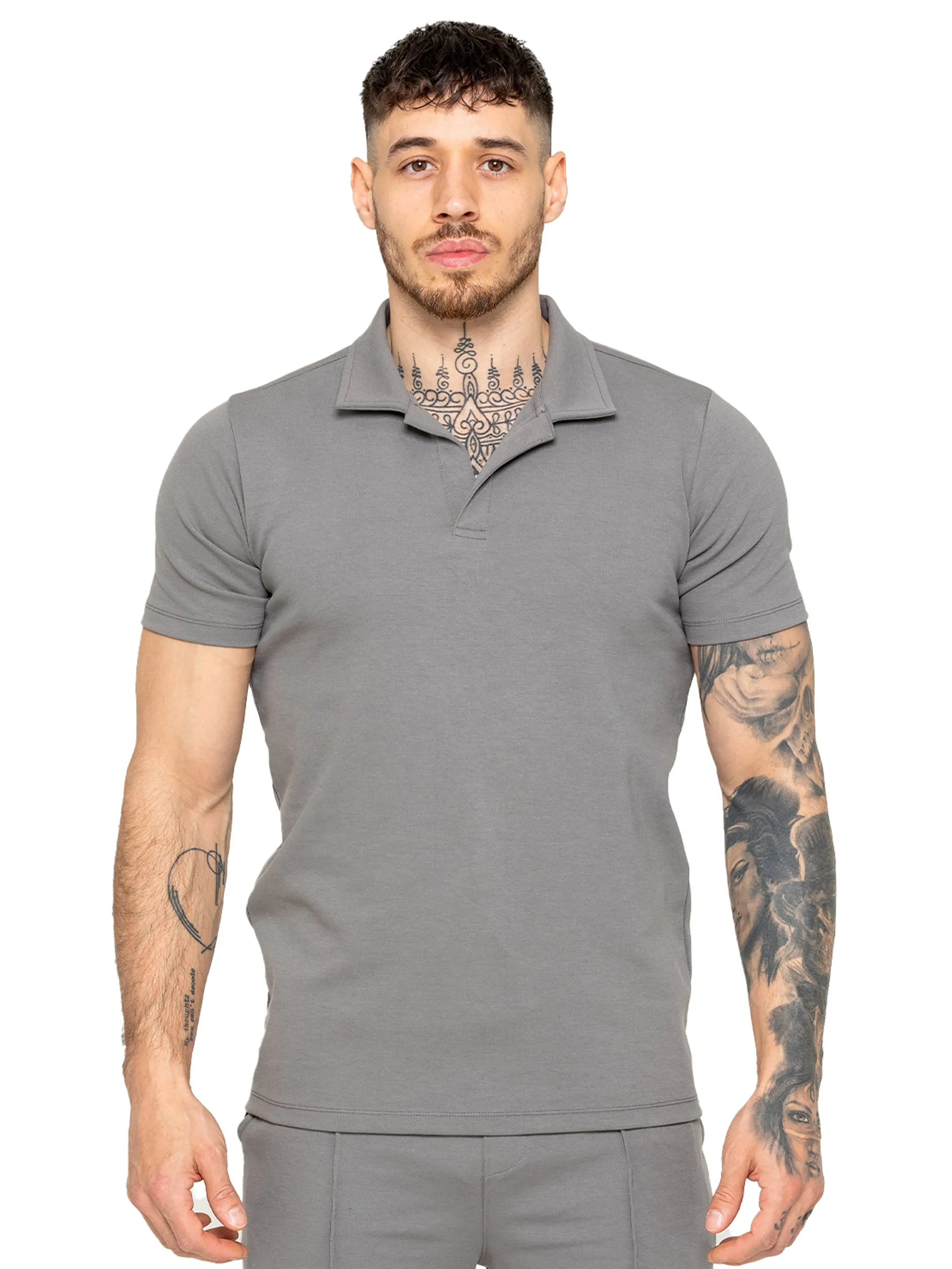 Enzo | Mens Open Collar Polo Shirt