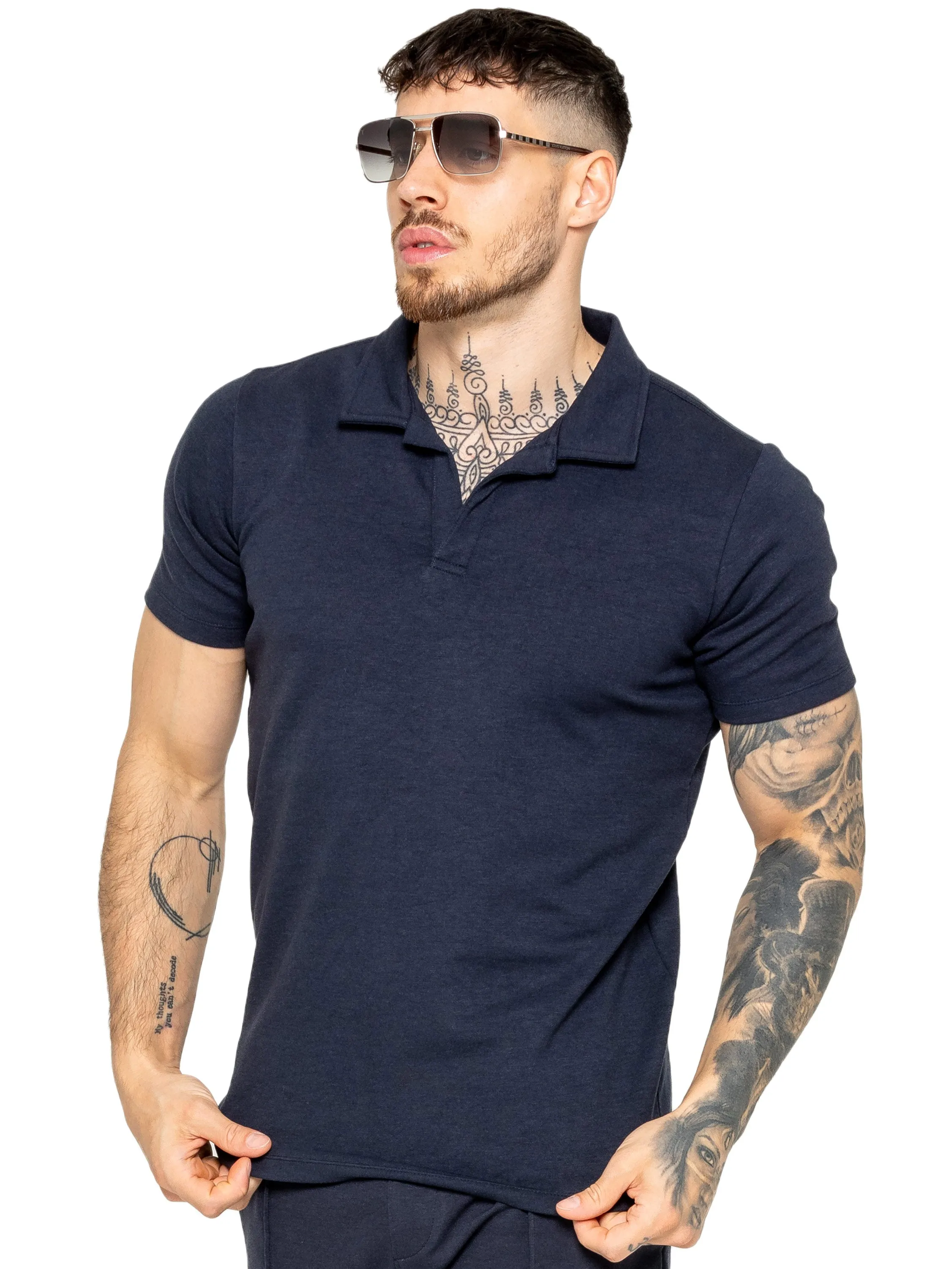 Enzo | Mens Open Collar Polo Shirt