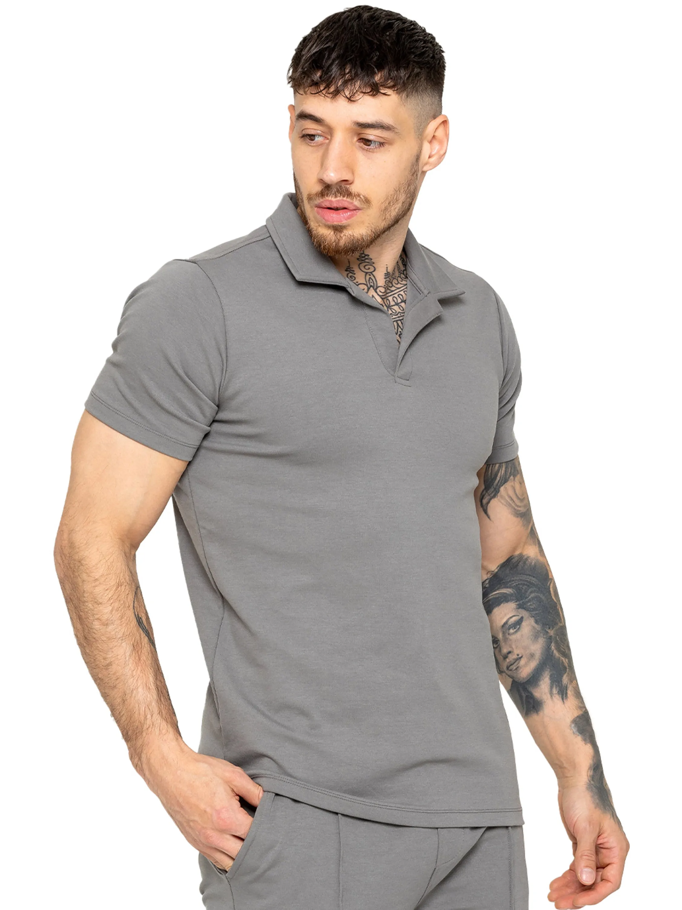 Enzo | Mens Open Collar Polo Shirt