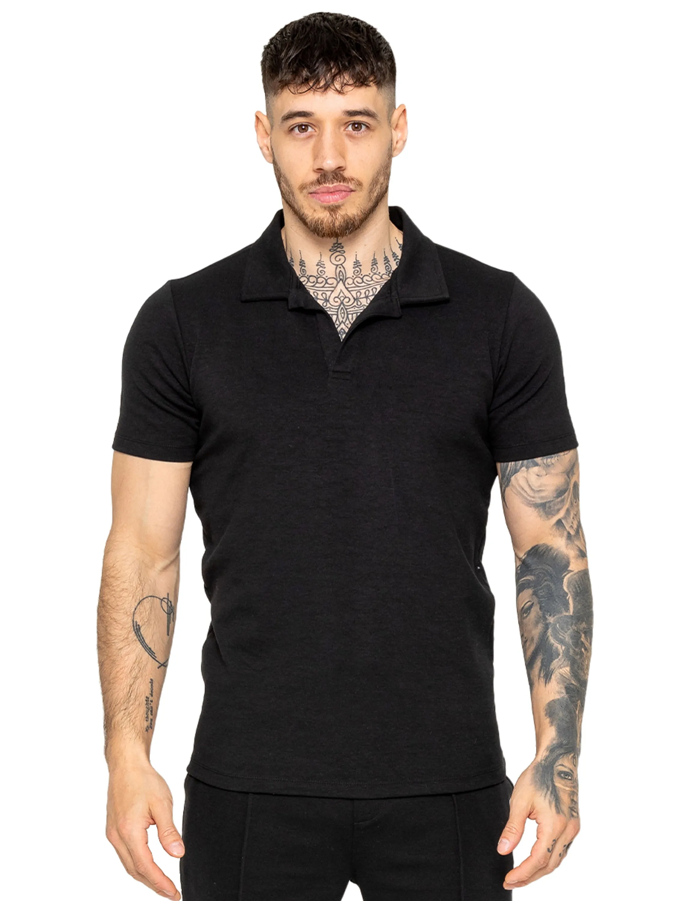 Enzo | Mens Open Collar Polo Shirt