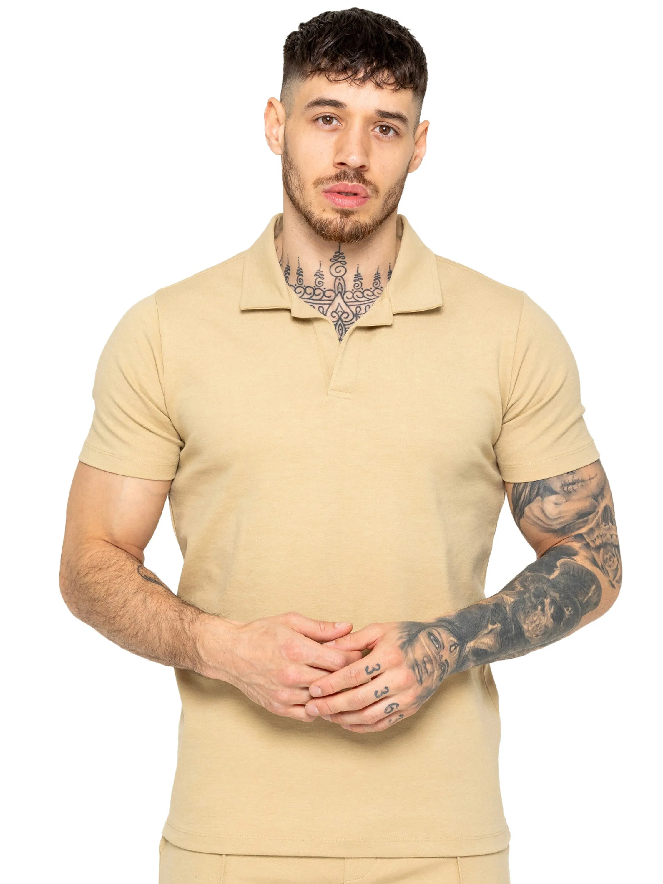 Enzo | Mens Open Collar Polo Shirt