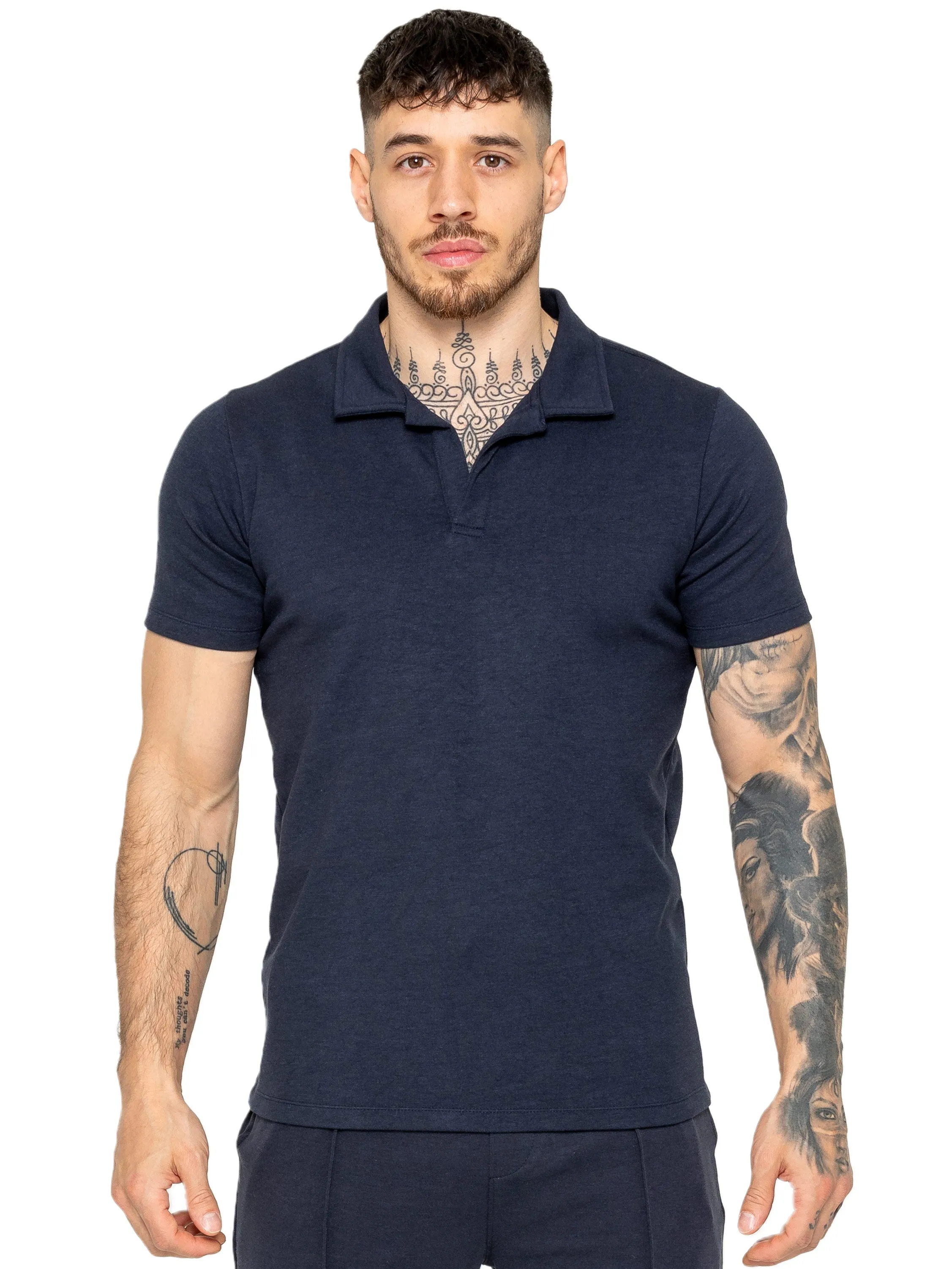 Enzo | Mens Open Collar Polo Shirt