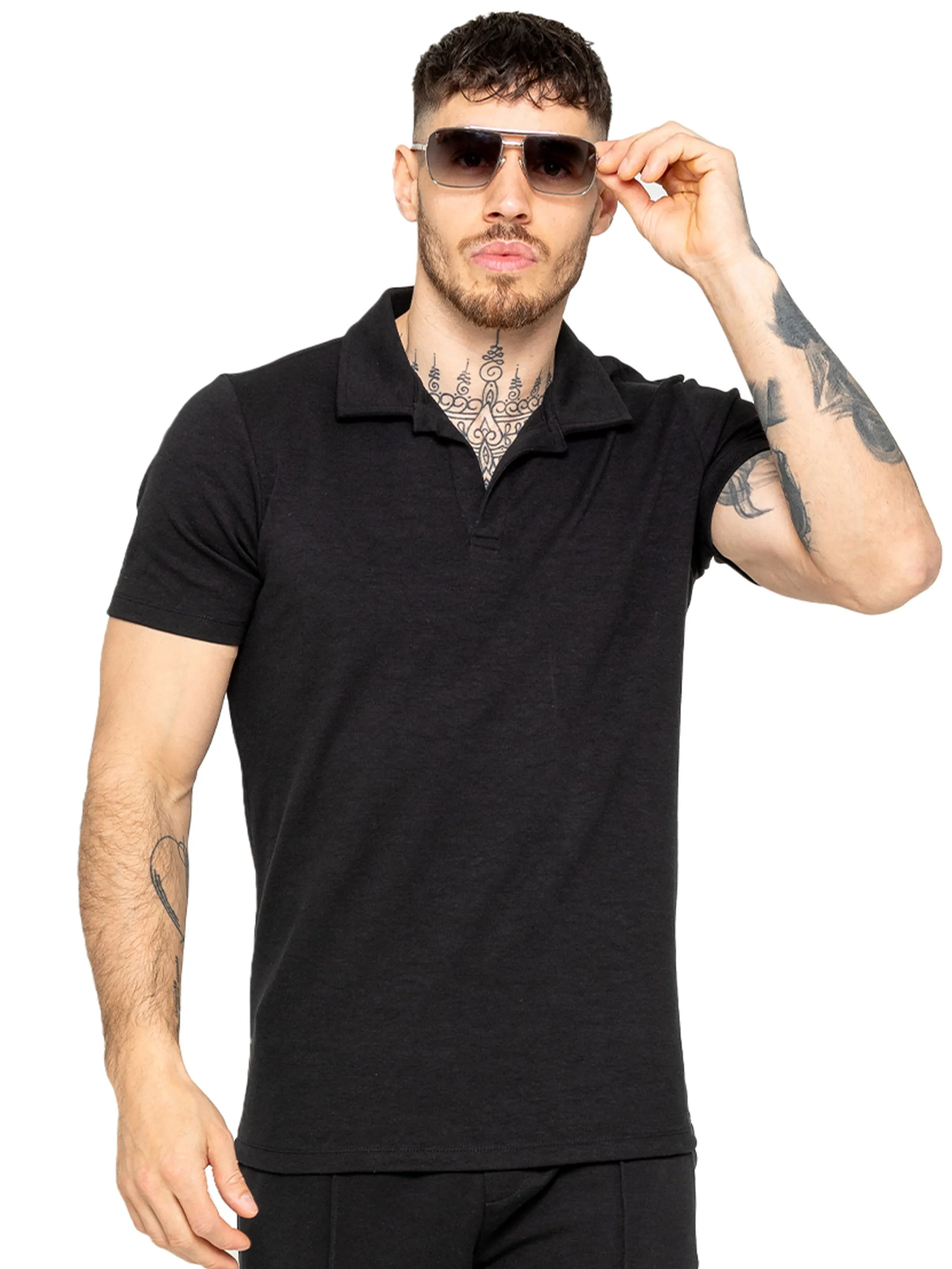 Enzo | Mens Open Collar Polo Shirt