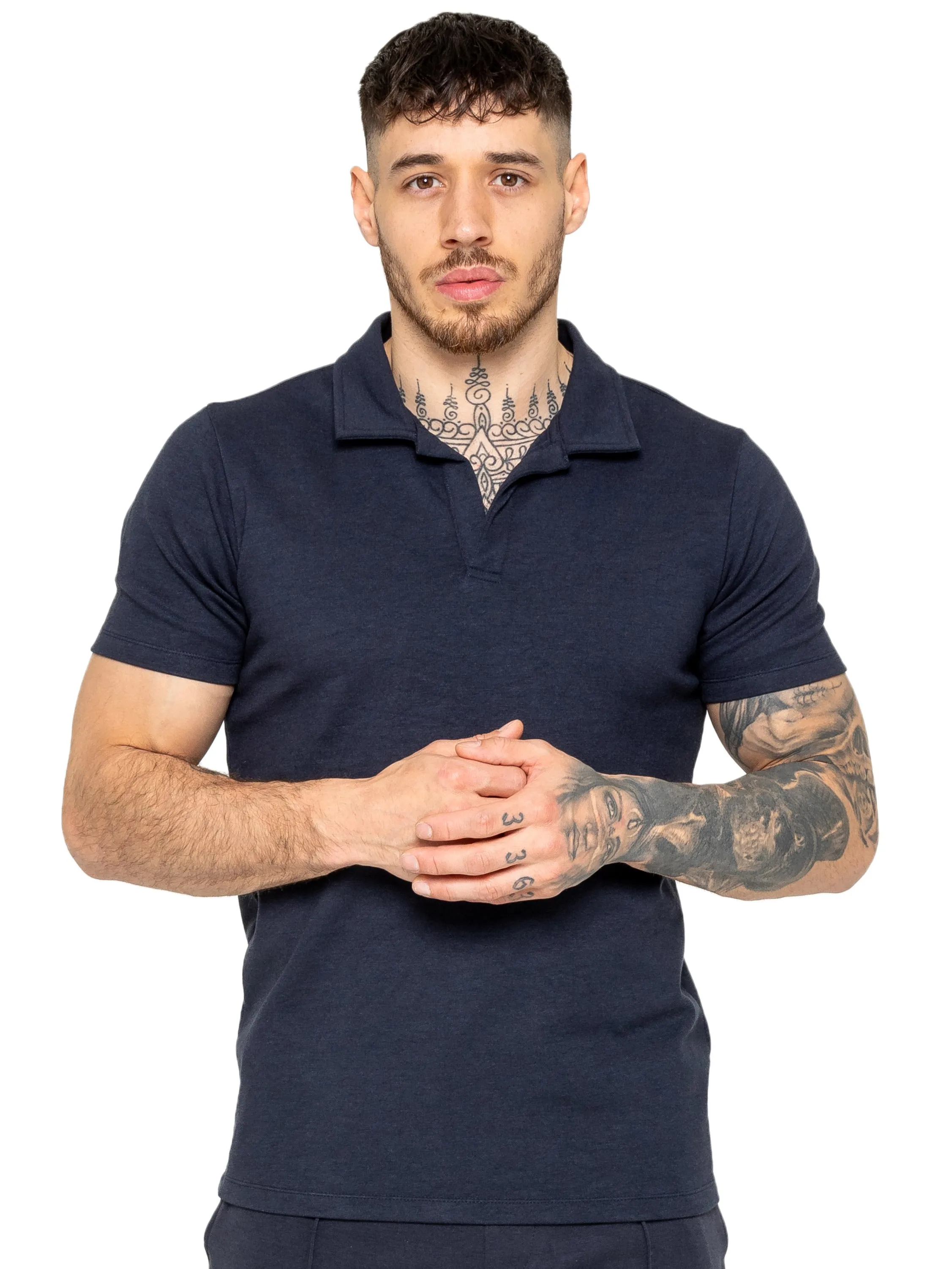 Enzo | Mens Open Collar Polo Shirt