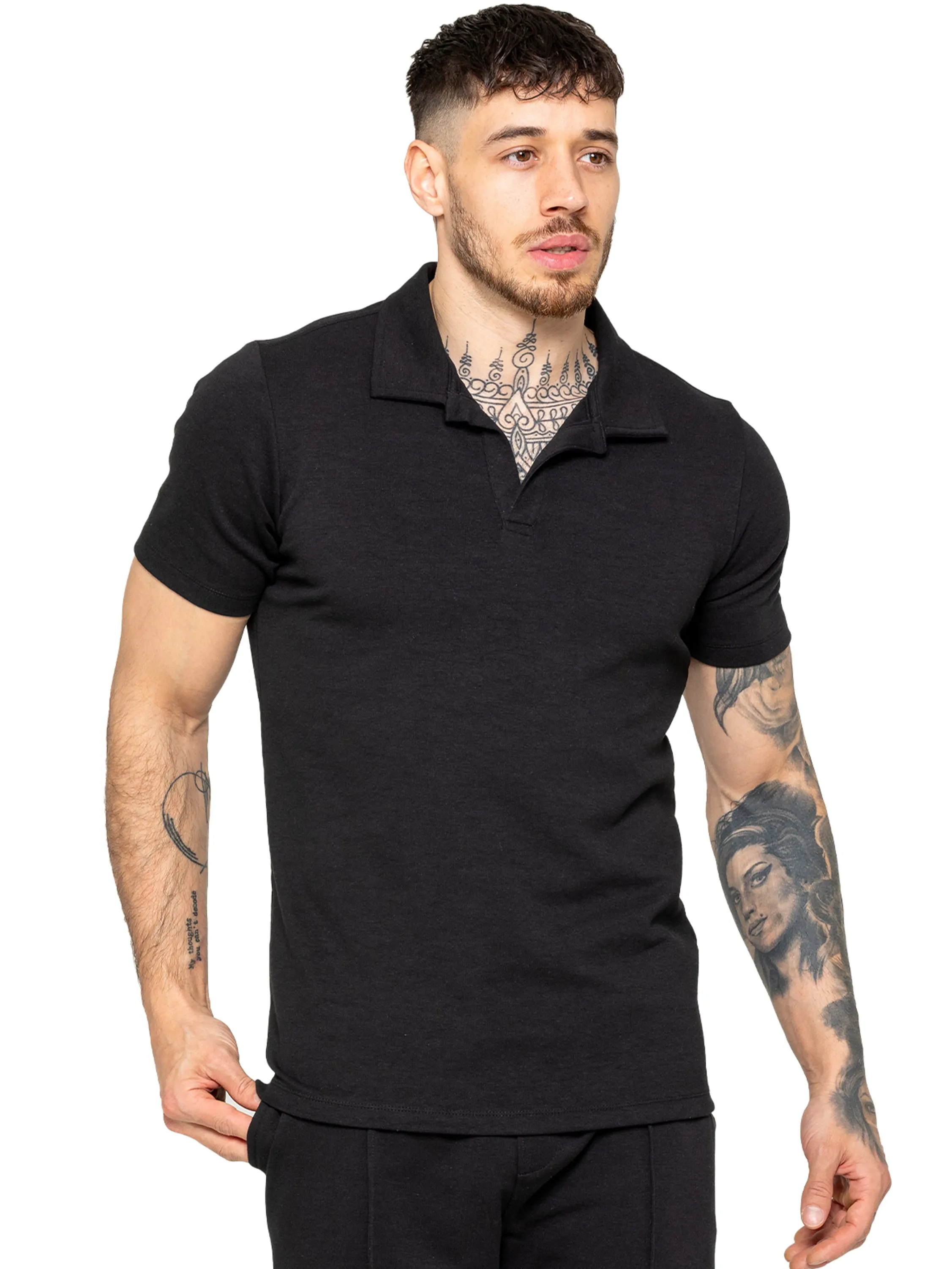 Enzo | Mens Open Collar Polo Shirt