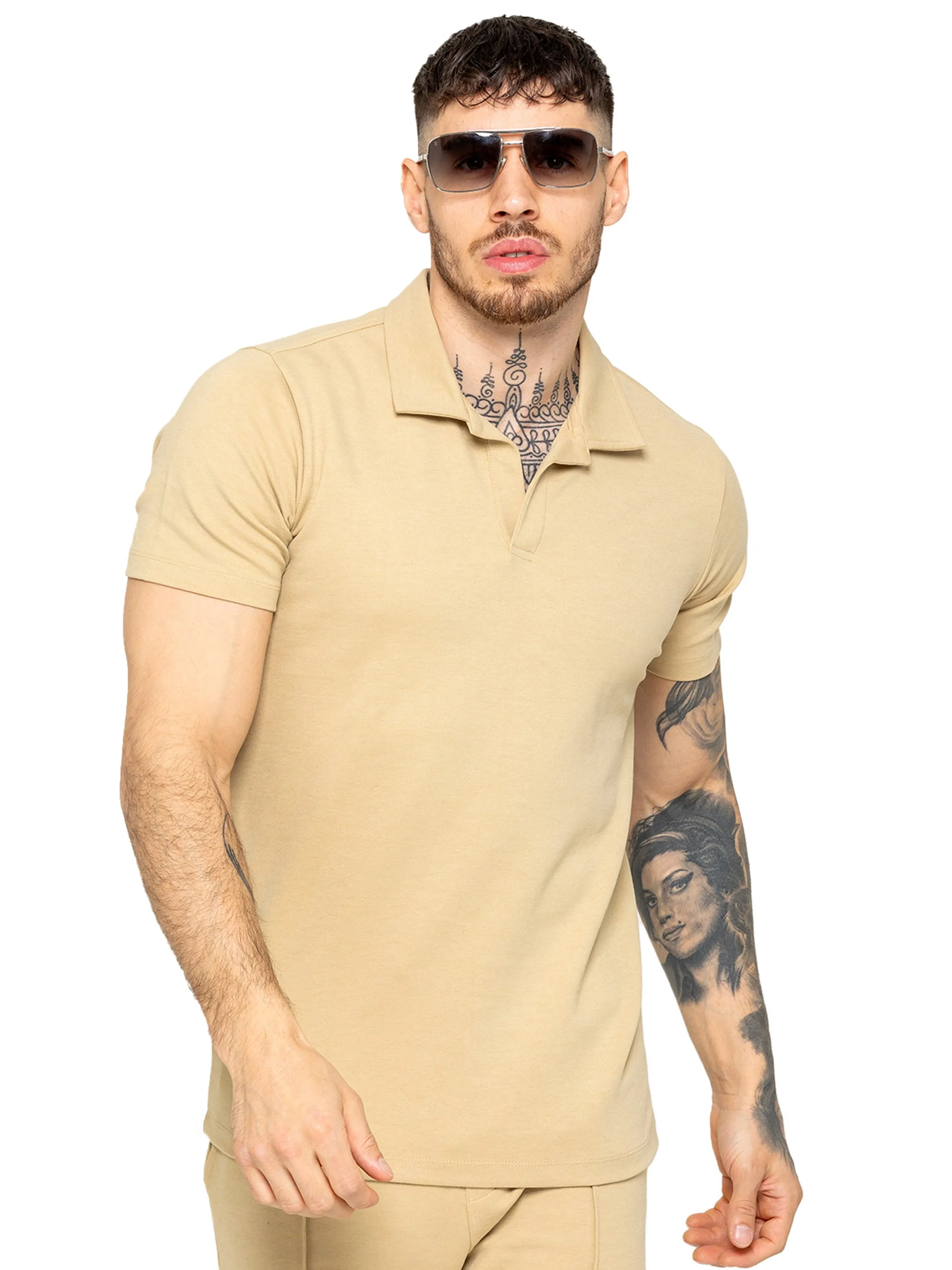 Enzo | Mens Open Collar Polo Shirt