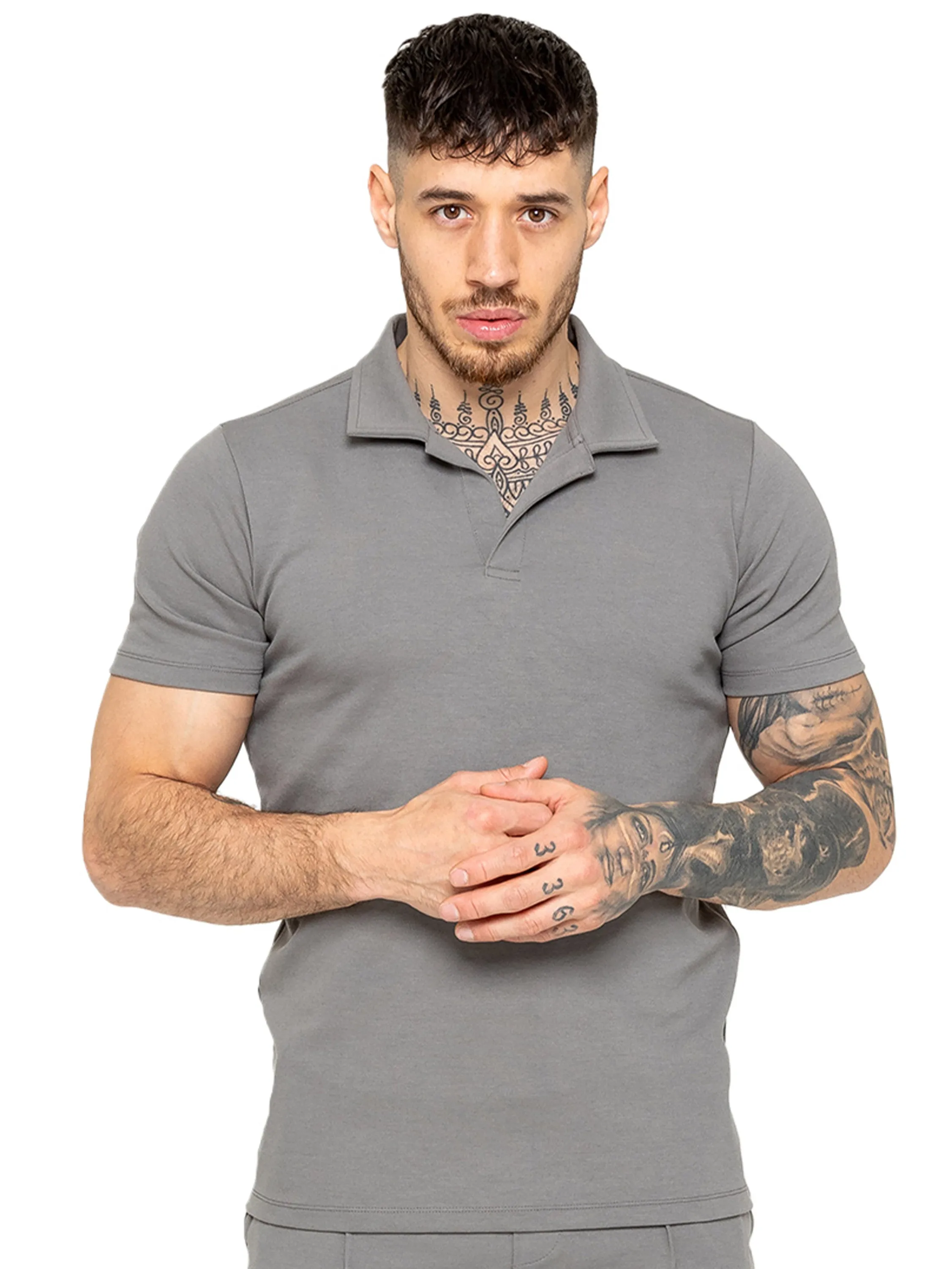 Enzo | Mens Open Collar Polo Shirt