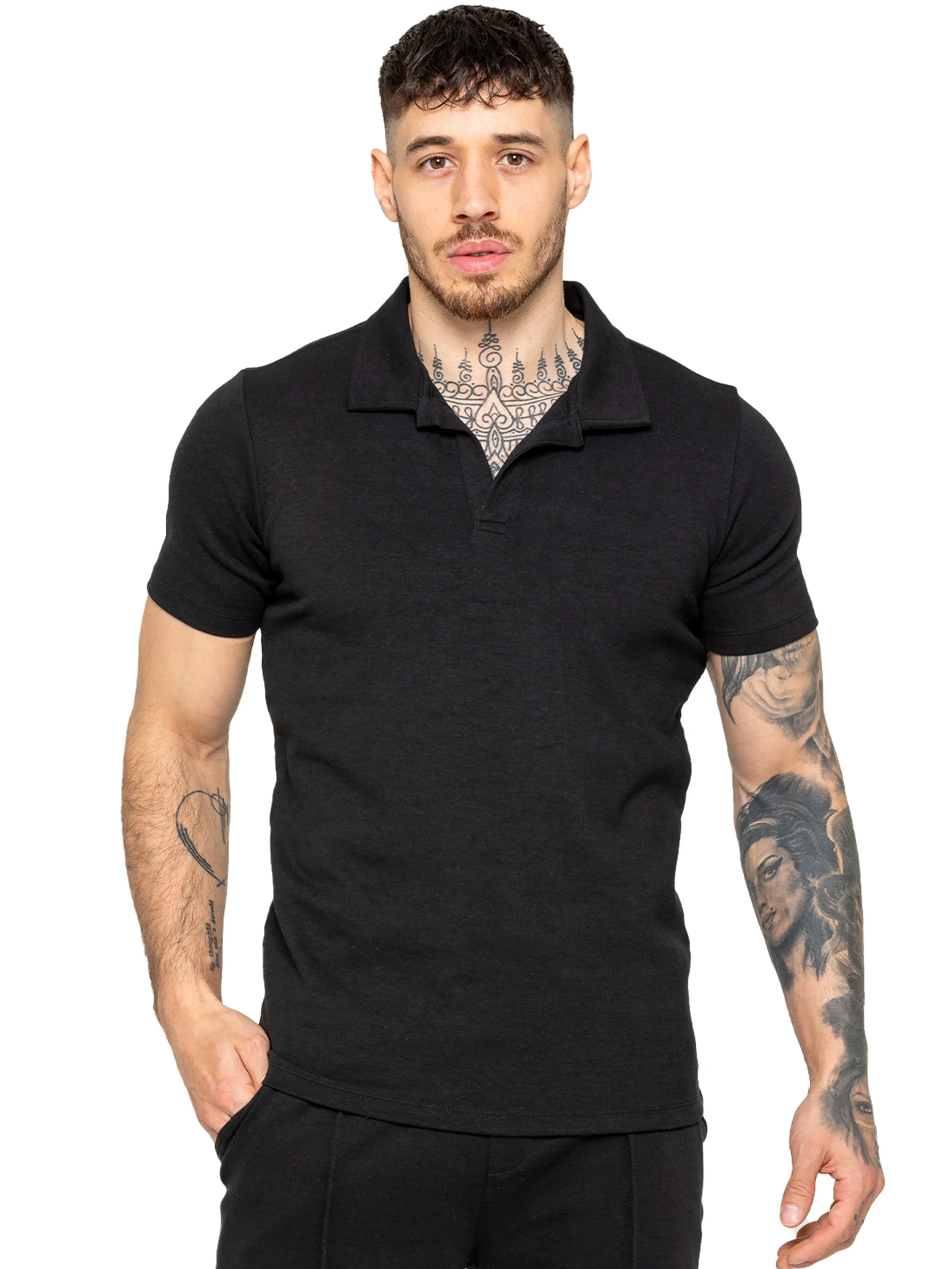 Enzo | Mens Open Collar Polo Shirt