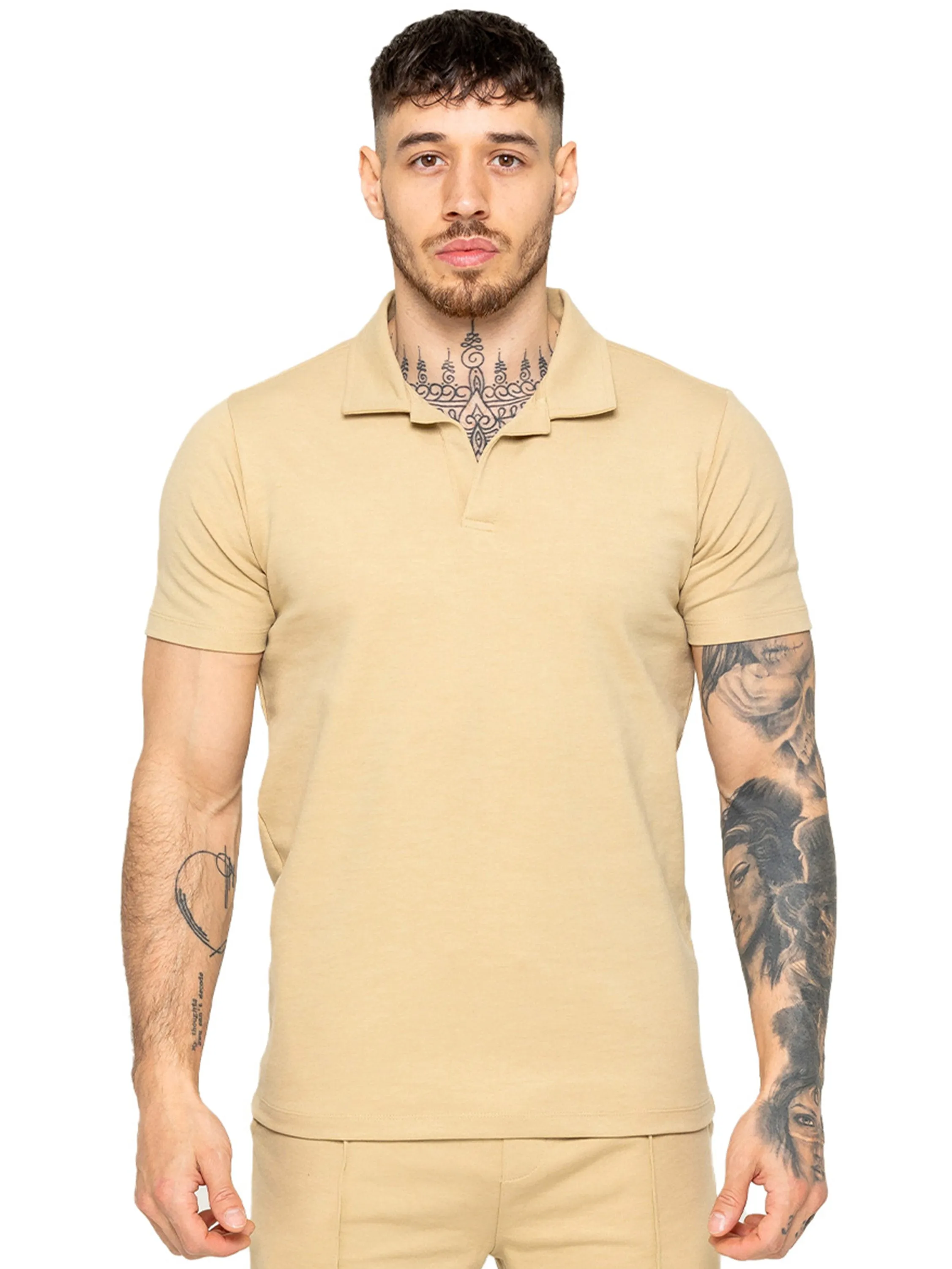 Enzo | Mens Open Collar Polo Shirt