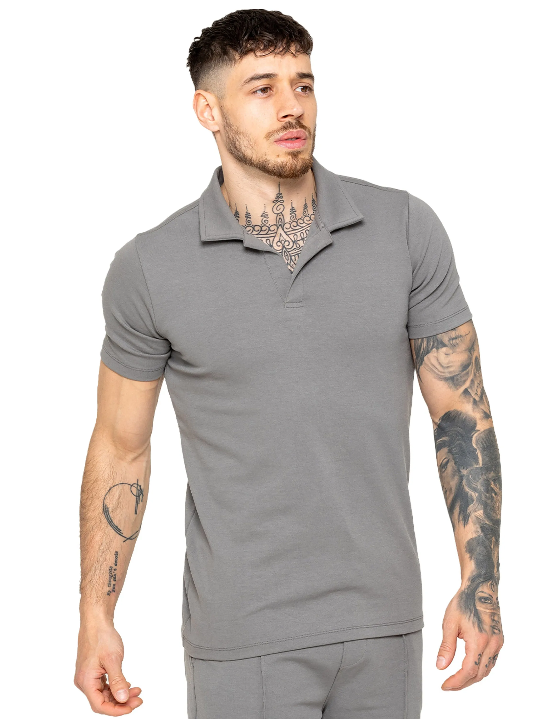 Enzo | Mens Open Collar Polo Shirt