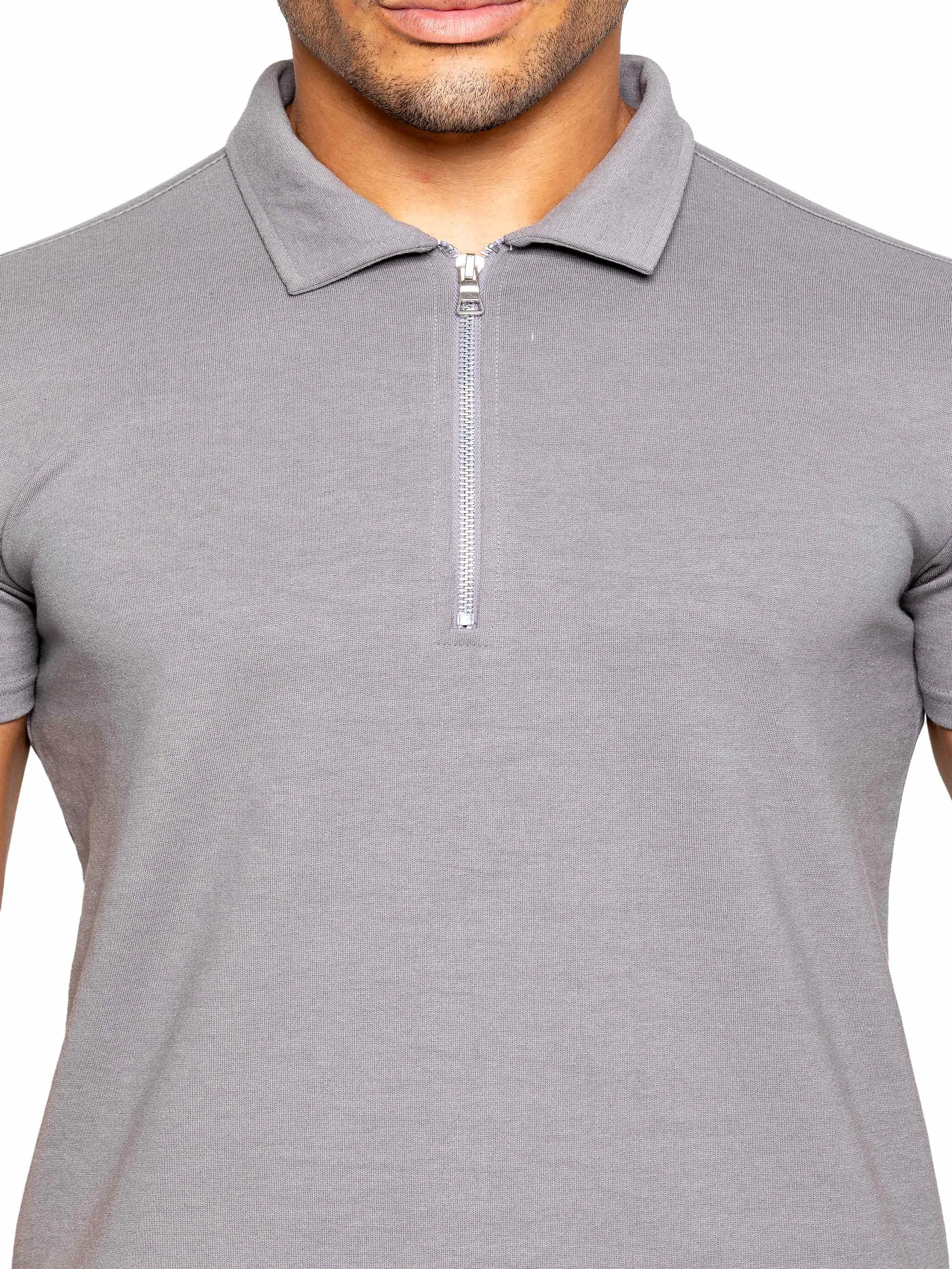 Enzo | Mens Zip Up Polo Shirt