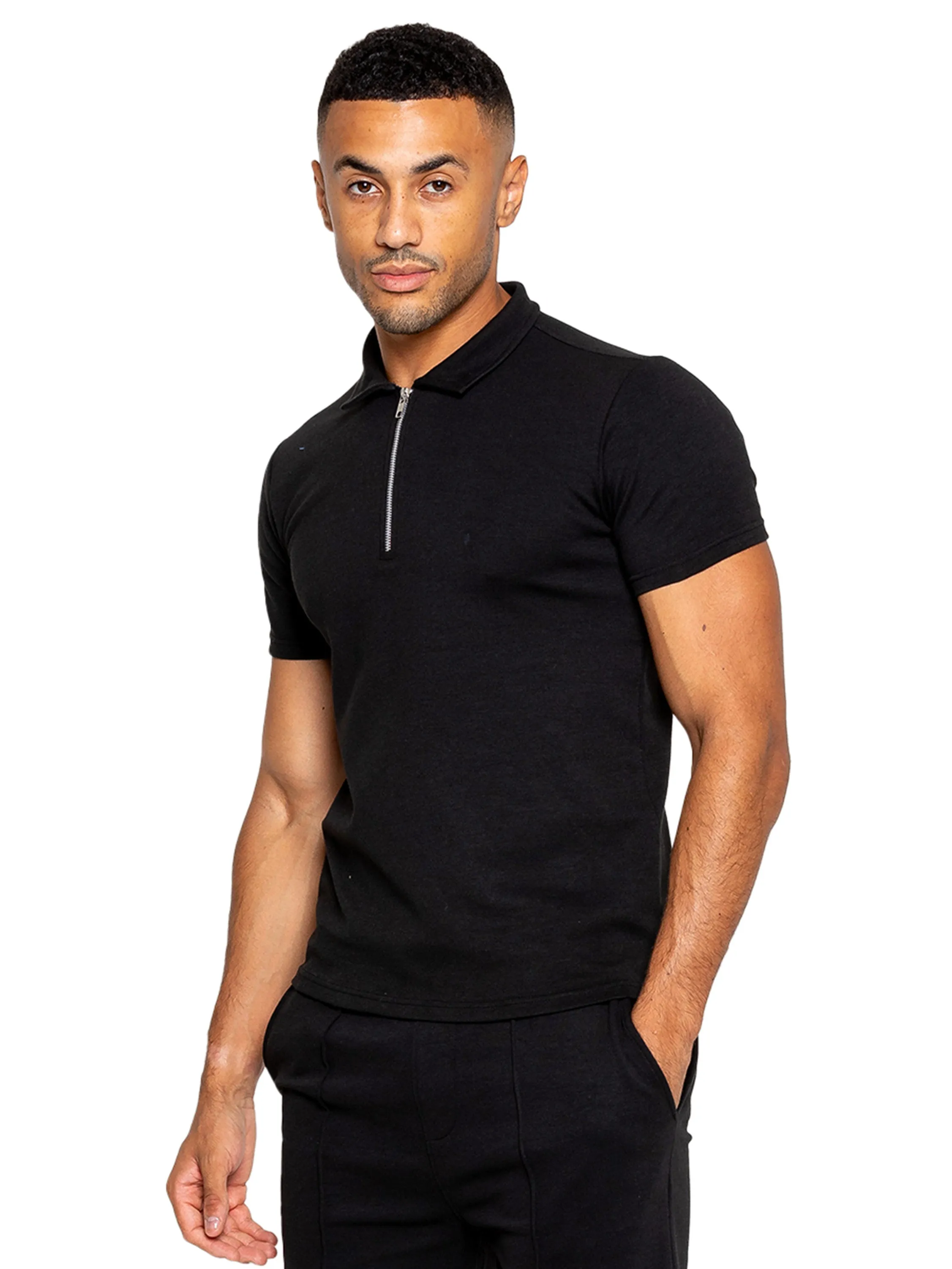 Enzo | Mens Zip Up Polo Shirt