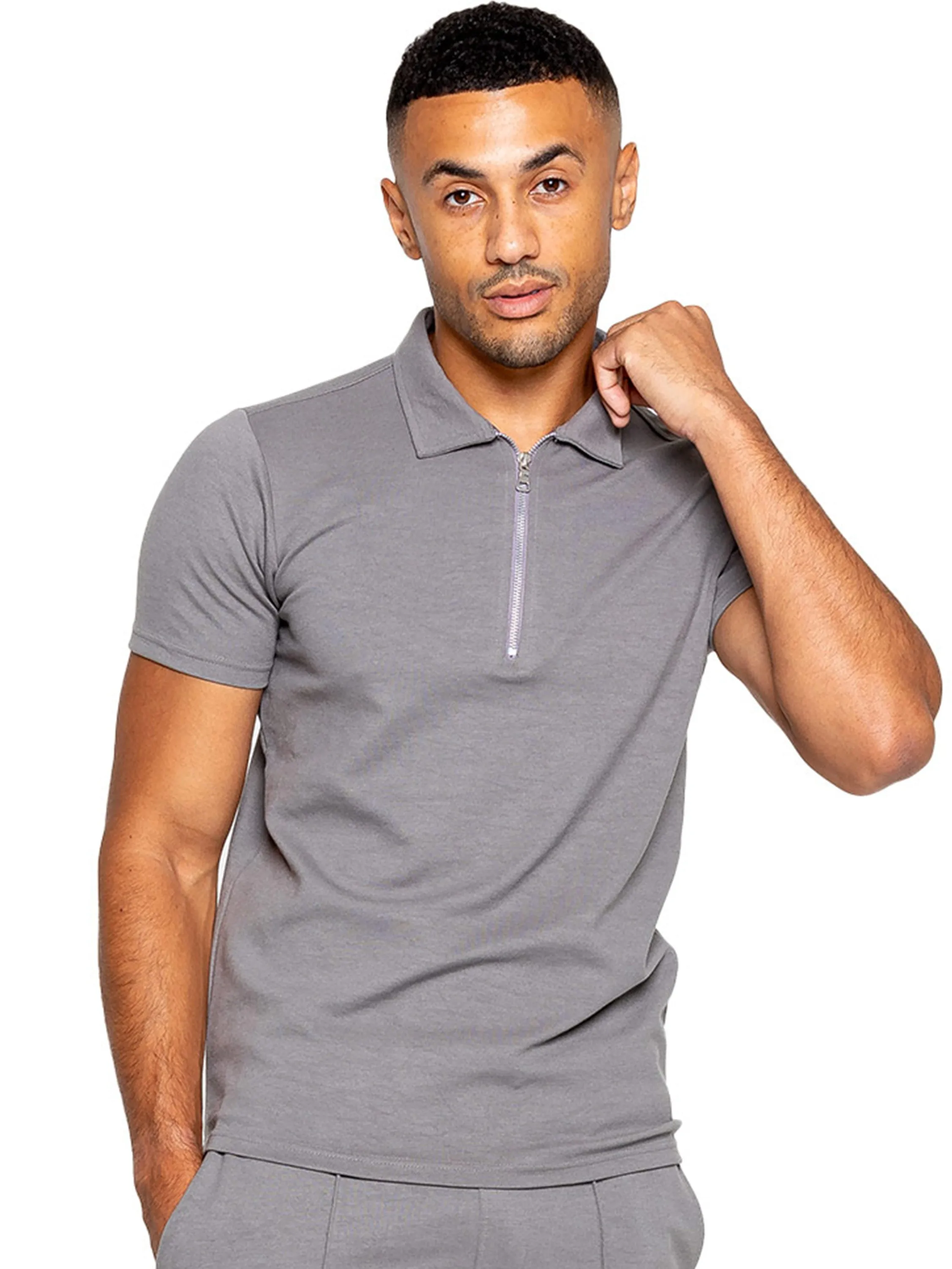 Enzo | Mens Zip Up Polo Shirt