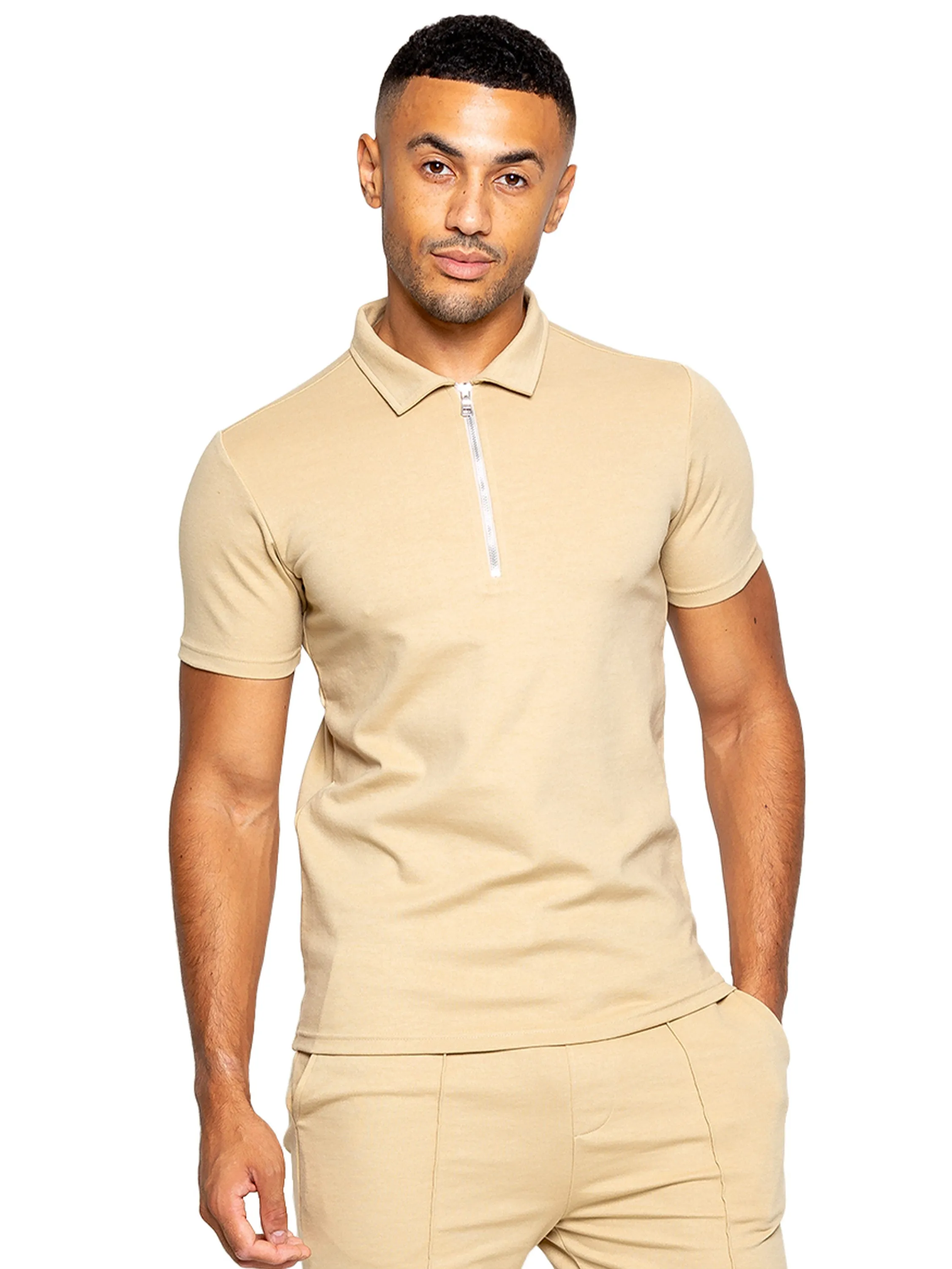 Enzo | Mens Zip Up Polo Shirt