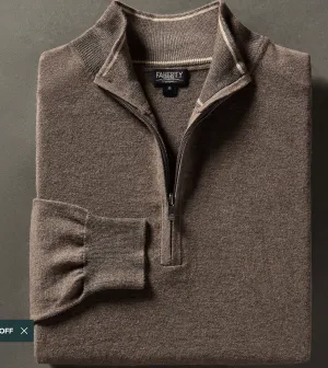 Faherty Movement 1/4 Zip Walnut Creek Heather