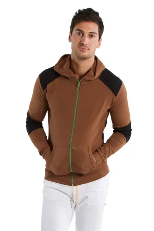 Form-fit Crossover Yoga Track Performance Hoodie (Chocolate w/Black)