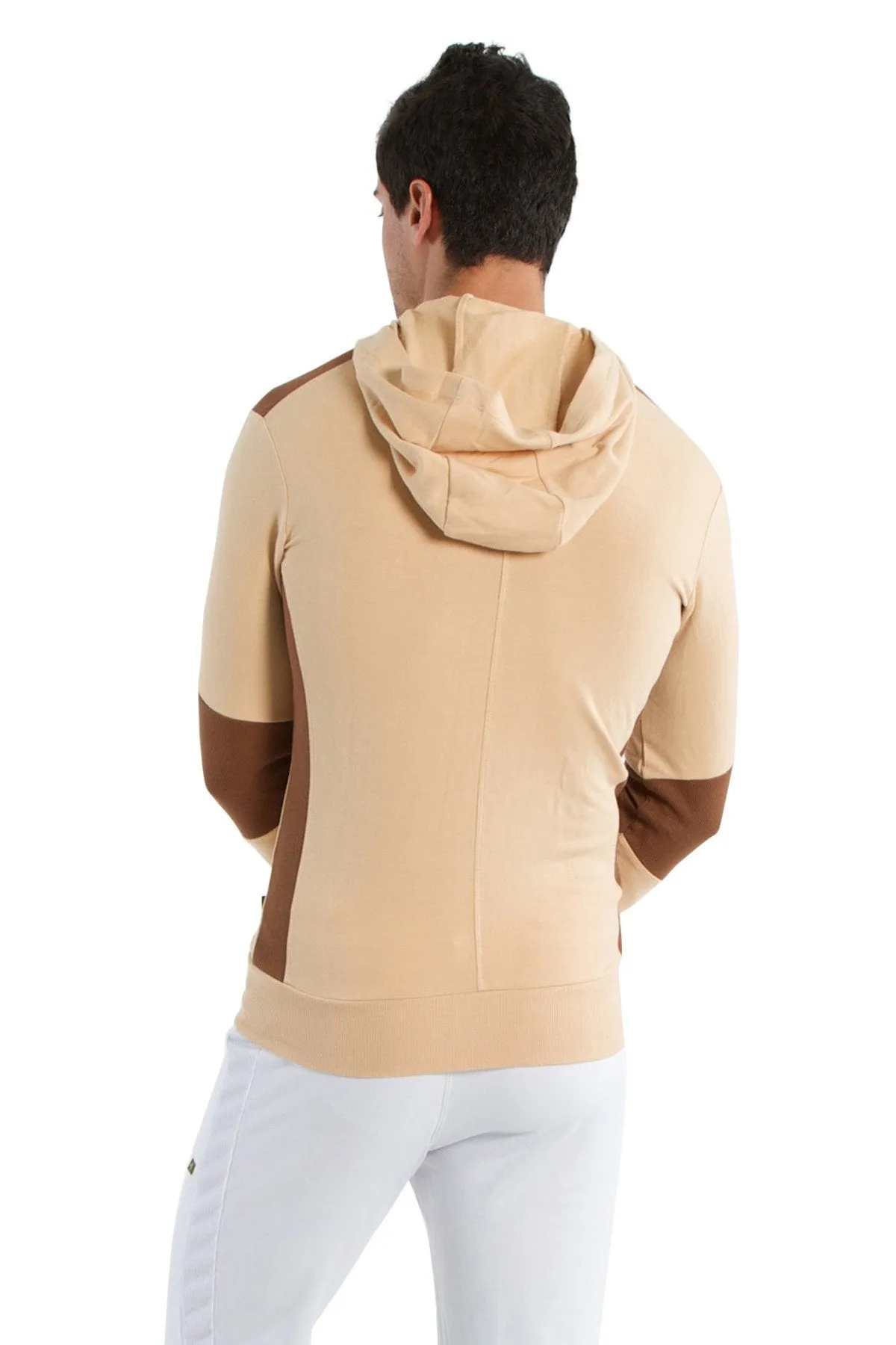 Form-fit Crossover Yoga Track Performance Hoodie (Sand w/Chocolate)