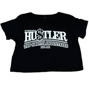 Hustler Womens Black and White Crop Top