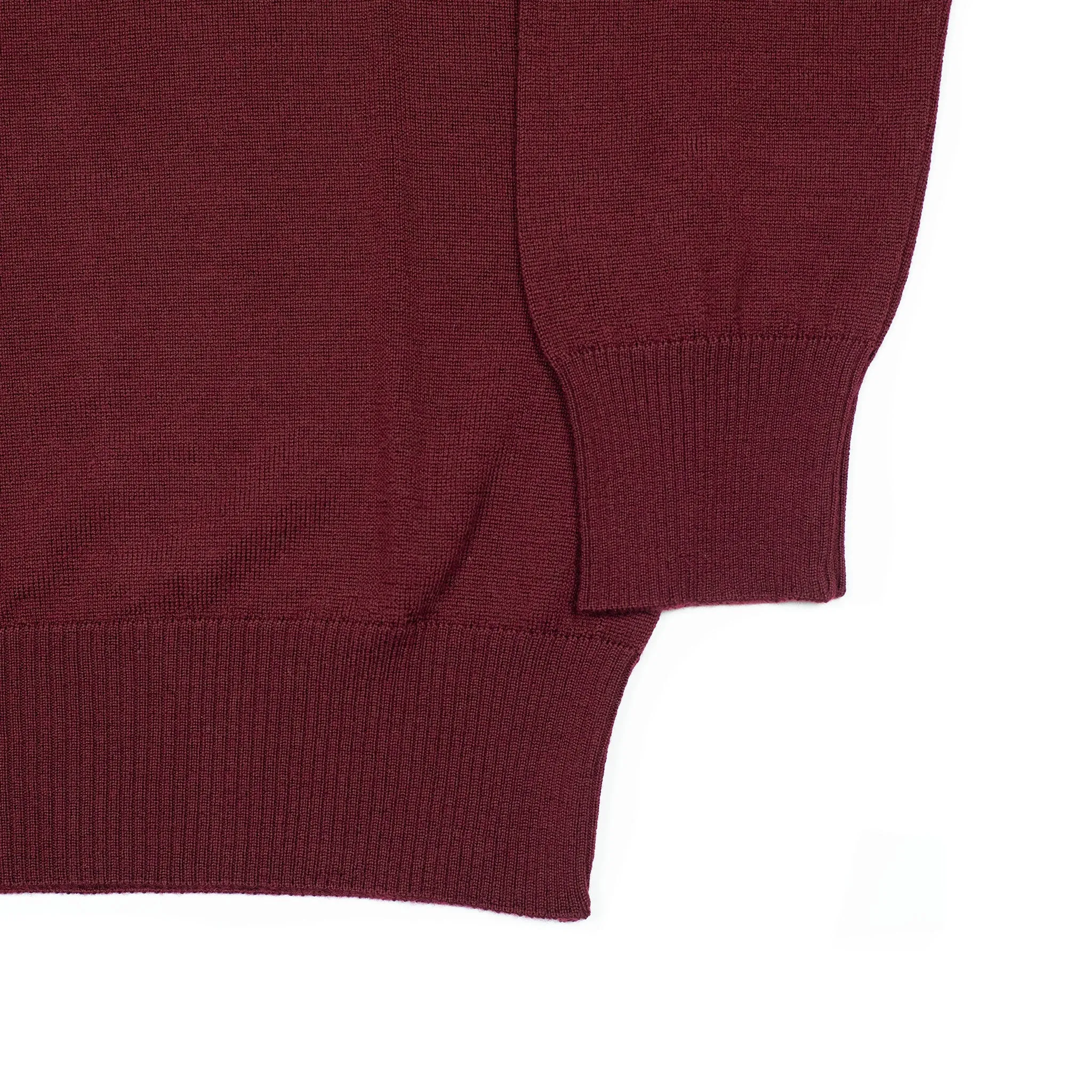 Knit long sleeve polo in burgundy red merino wool (restock)