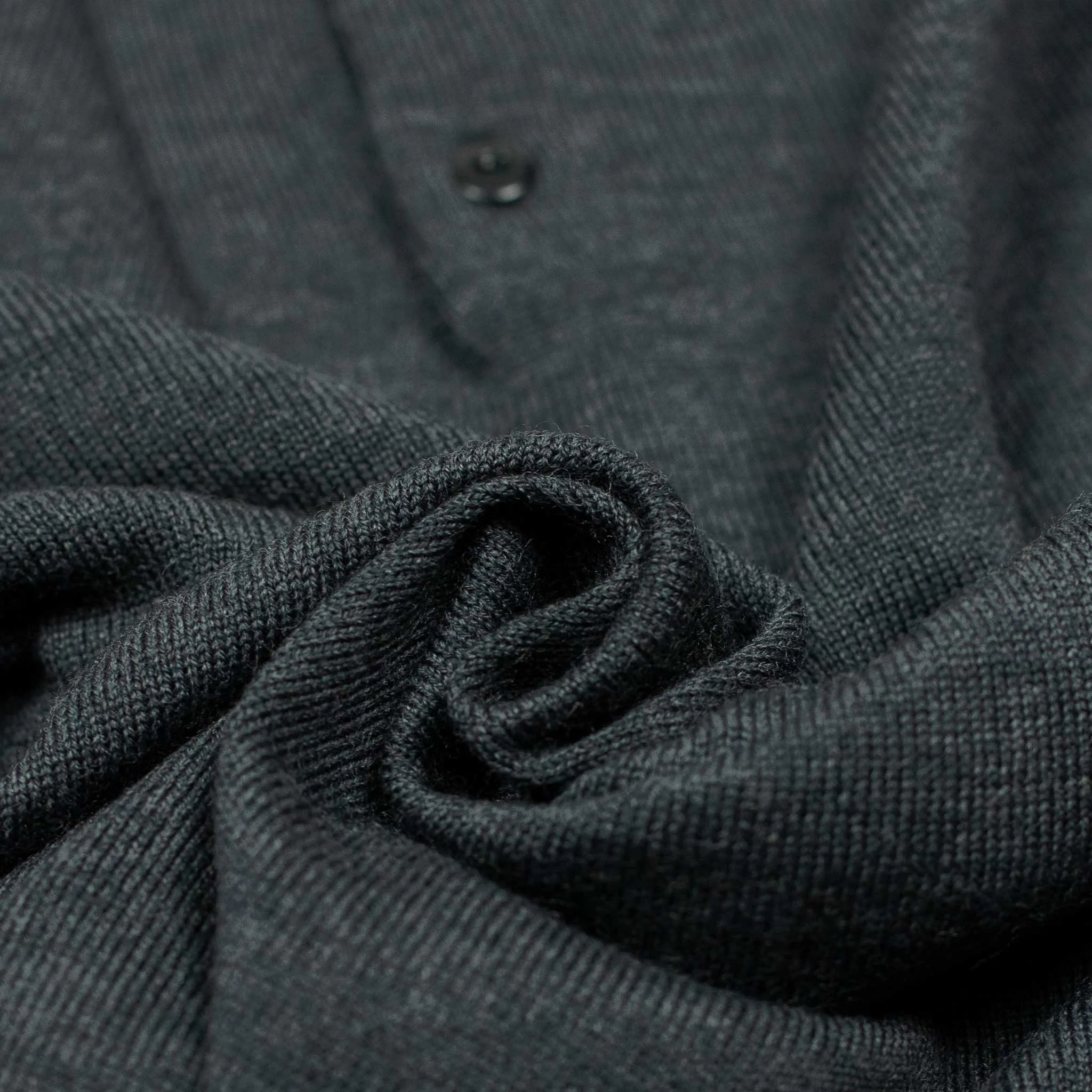 Knit long sleeve polo in Charcoal grey merino wool (restock)