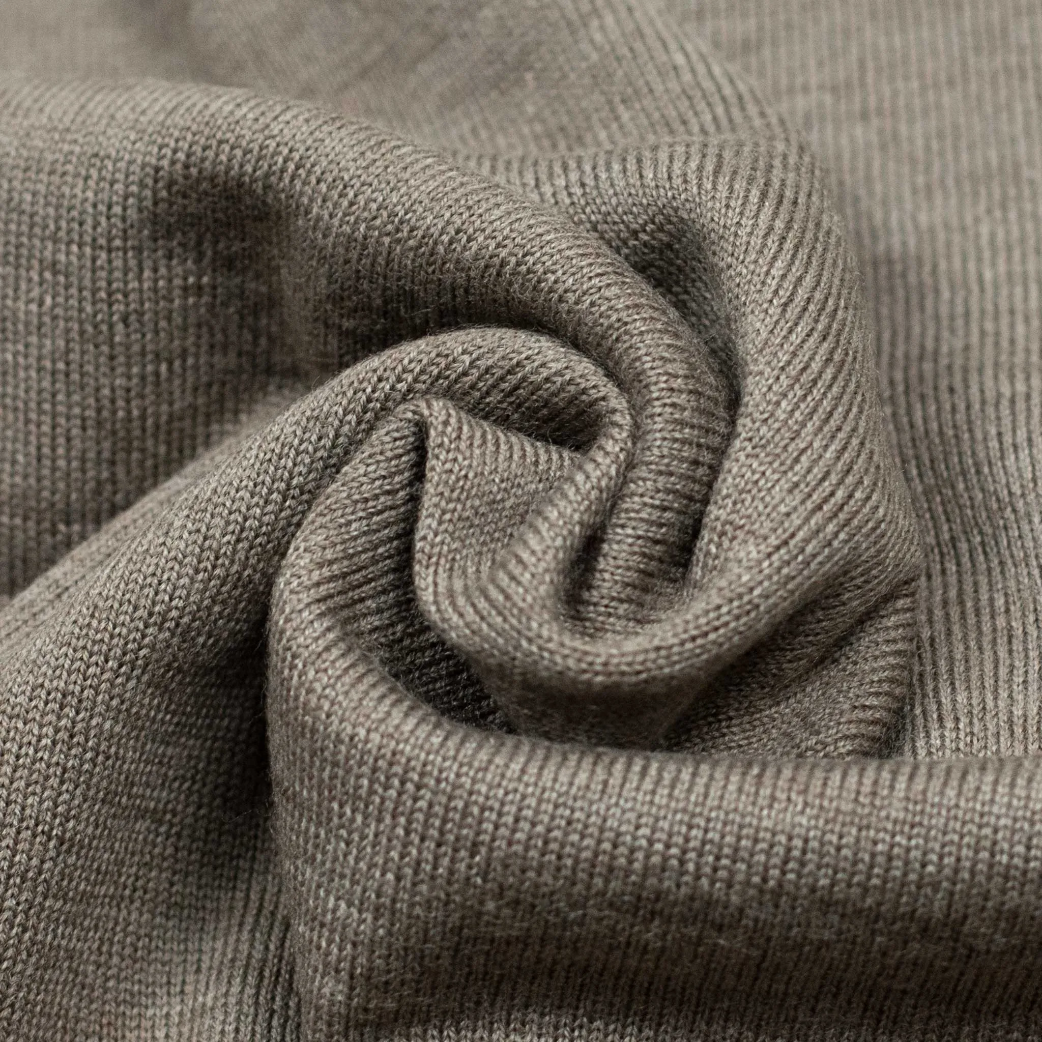 Knit long sleeve polo in fangio taupe merino wool (restock)