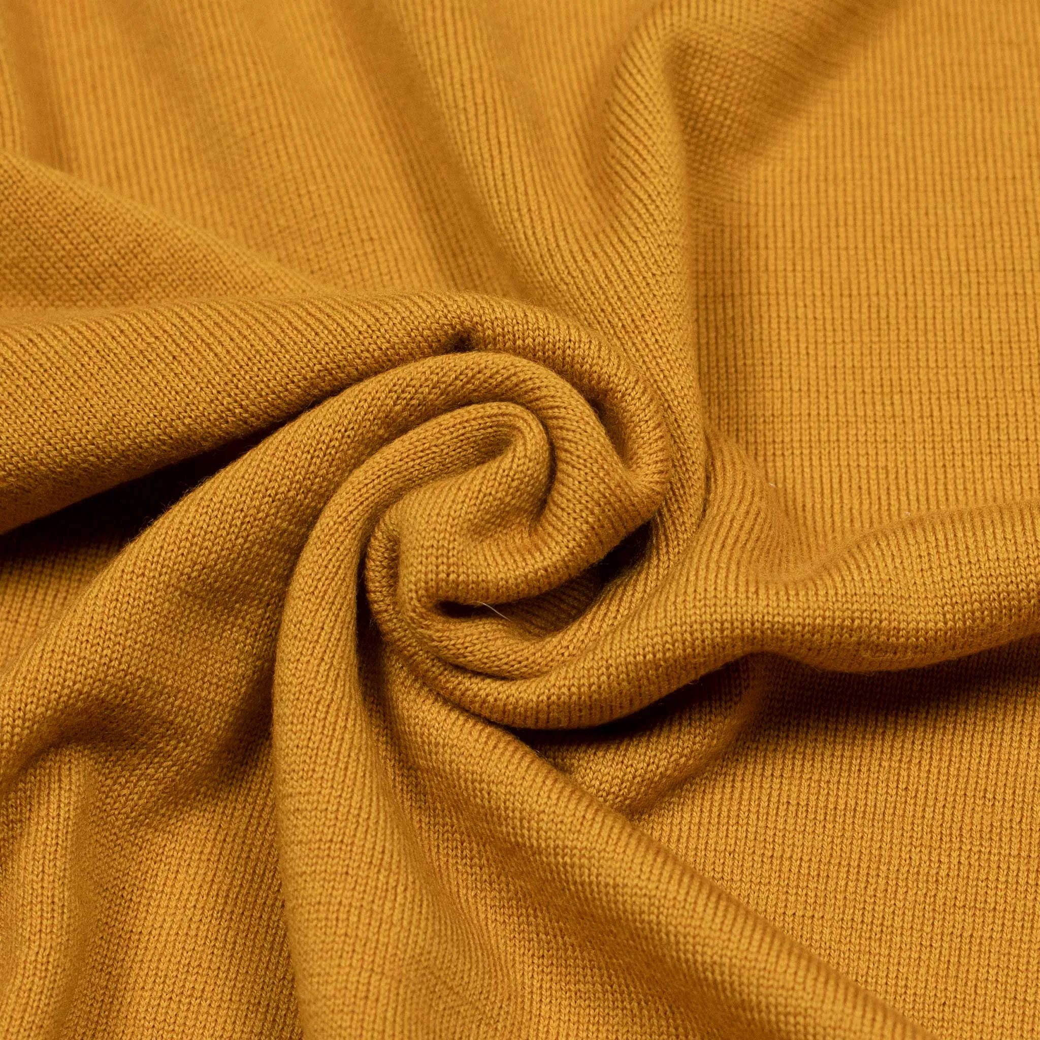 Knit long sleeve polo in ochre merino wool (restock)