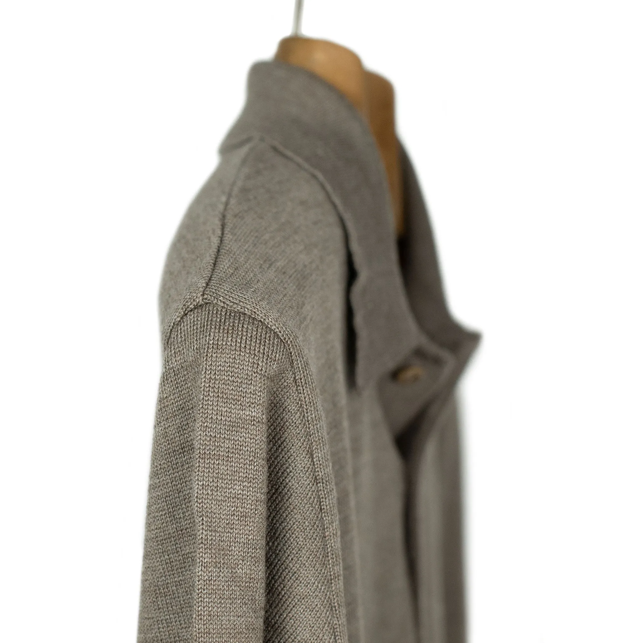 Knit long sleeve polo in taupe merino wool (restock)