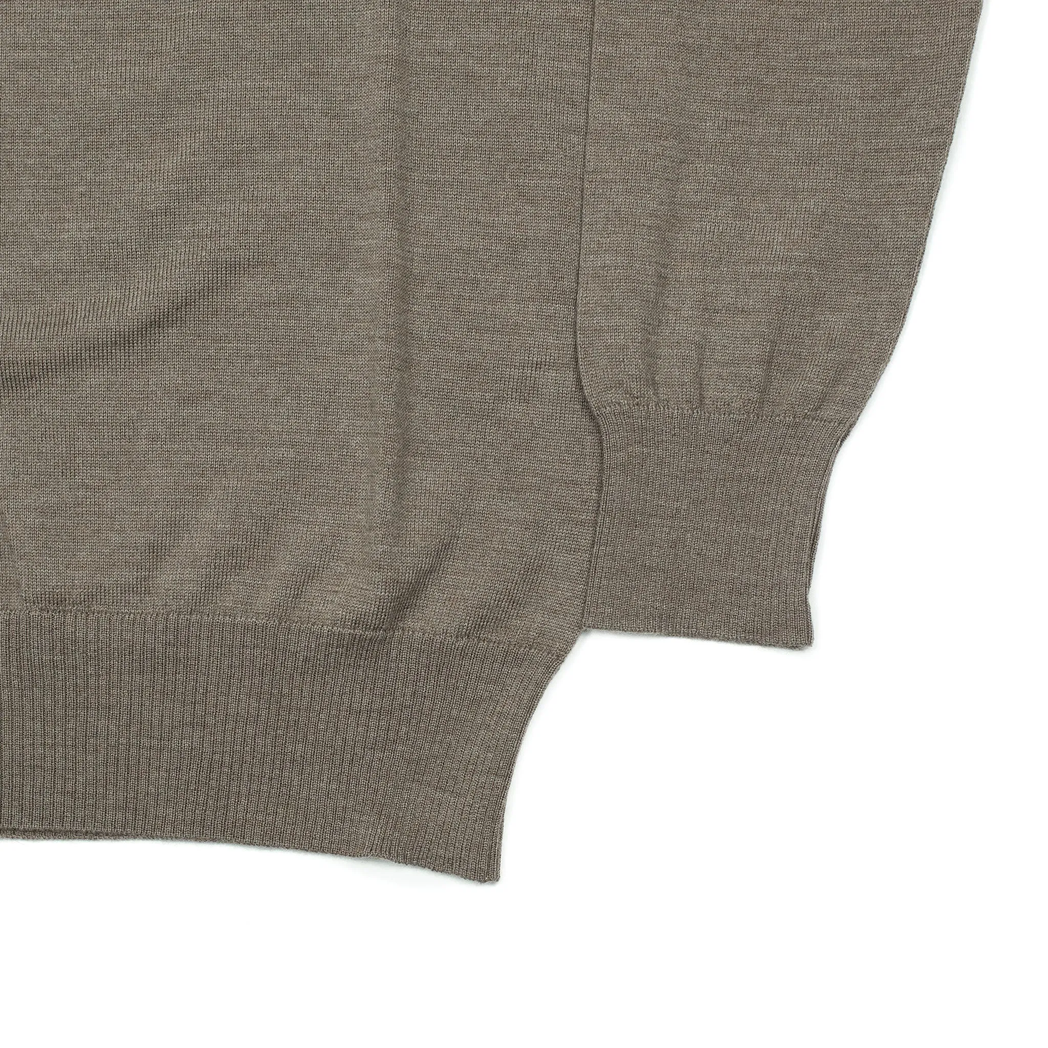 Knit long sleeve polo in taupe merino wool (restock)