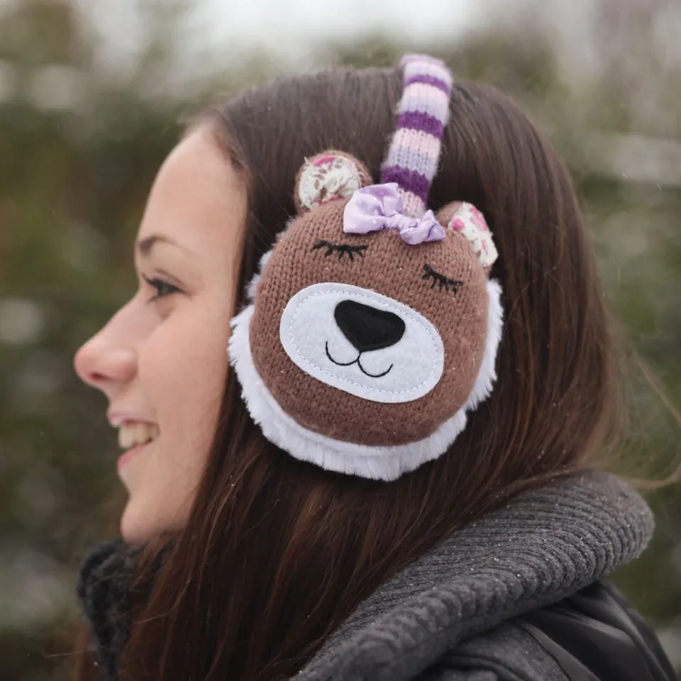 Knitted Bear Animal Ear Muffs (final few!)