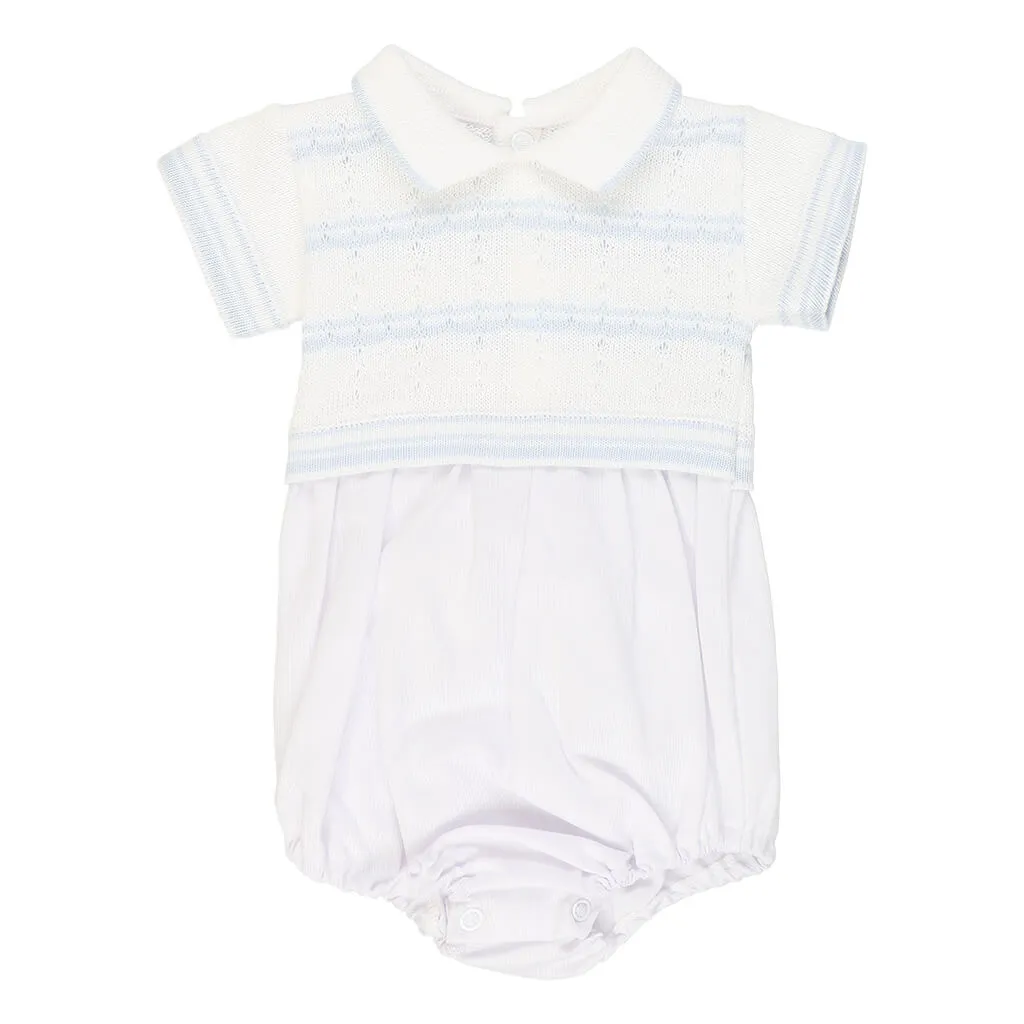 Knitted Romper with Pique Bottom