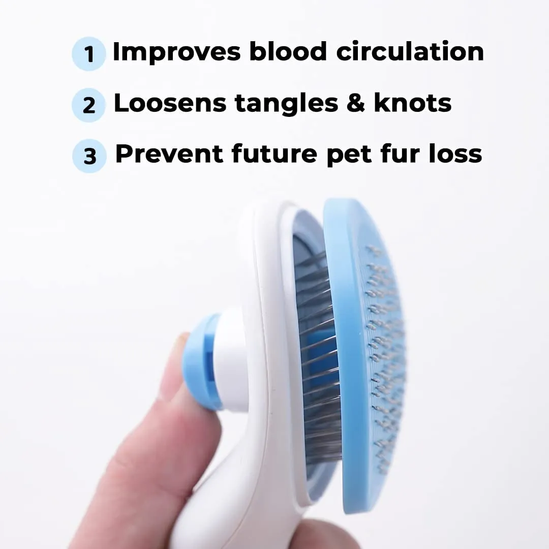 Kuber Industries Dog Brush|Dog Brush for Hair Cleaning|De-tangling|& Grooming|Helps Prevent Fur Loss Upto 90% by Increasing Blood Circulation|Suitable for Small & Medium Pets|PT213B|Pack Of 5|Blue